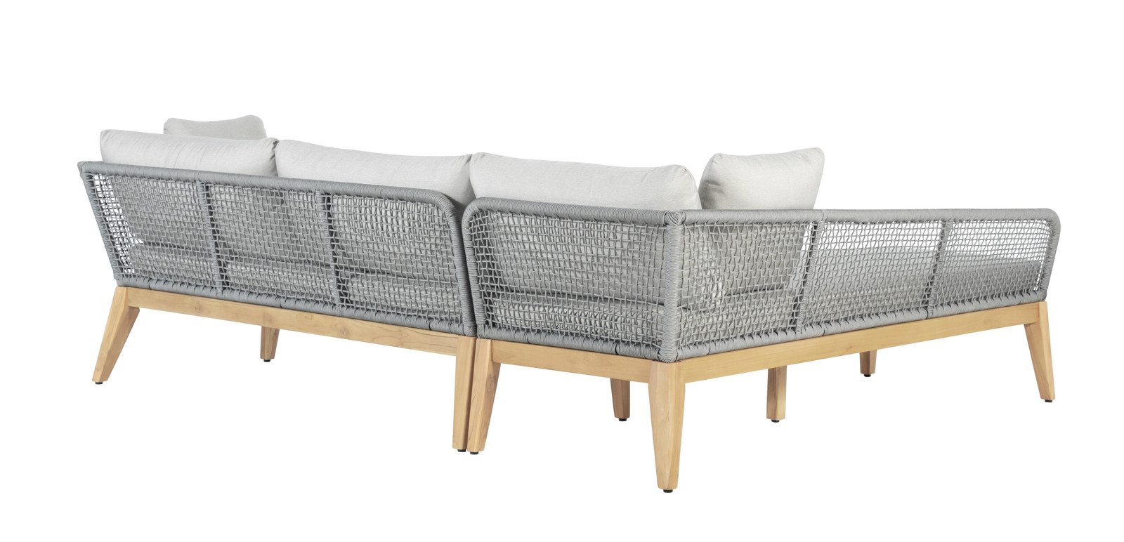 Cypress Teak Wood 2-piece Left Arm Chaise Outdoor Sectional – Gray Chaise and c