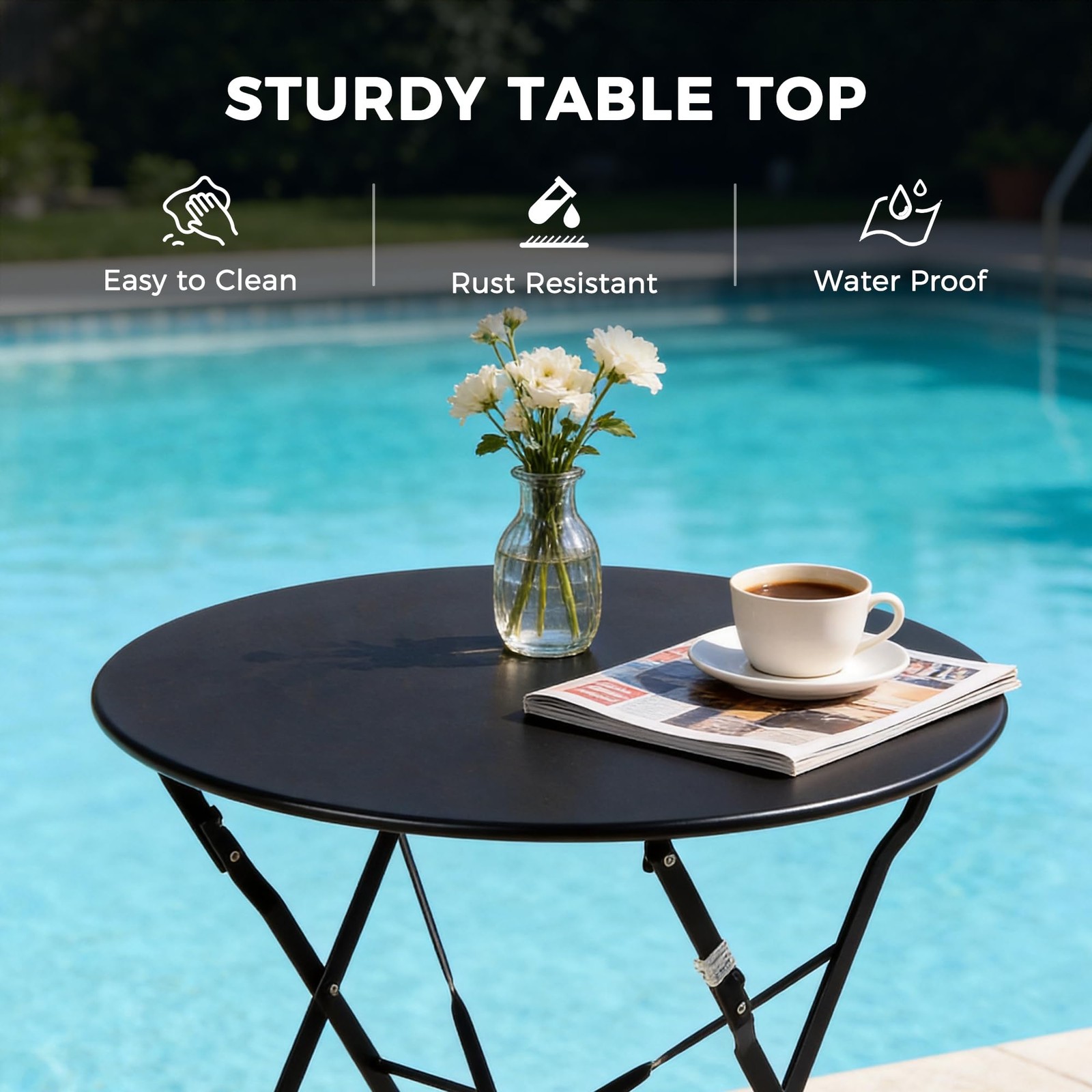Grand patio 3-Piece Folding Bistro Set, 2 Chairs and 1 Table, Weather-Resistant