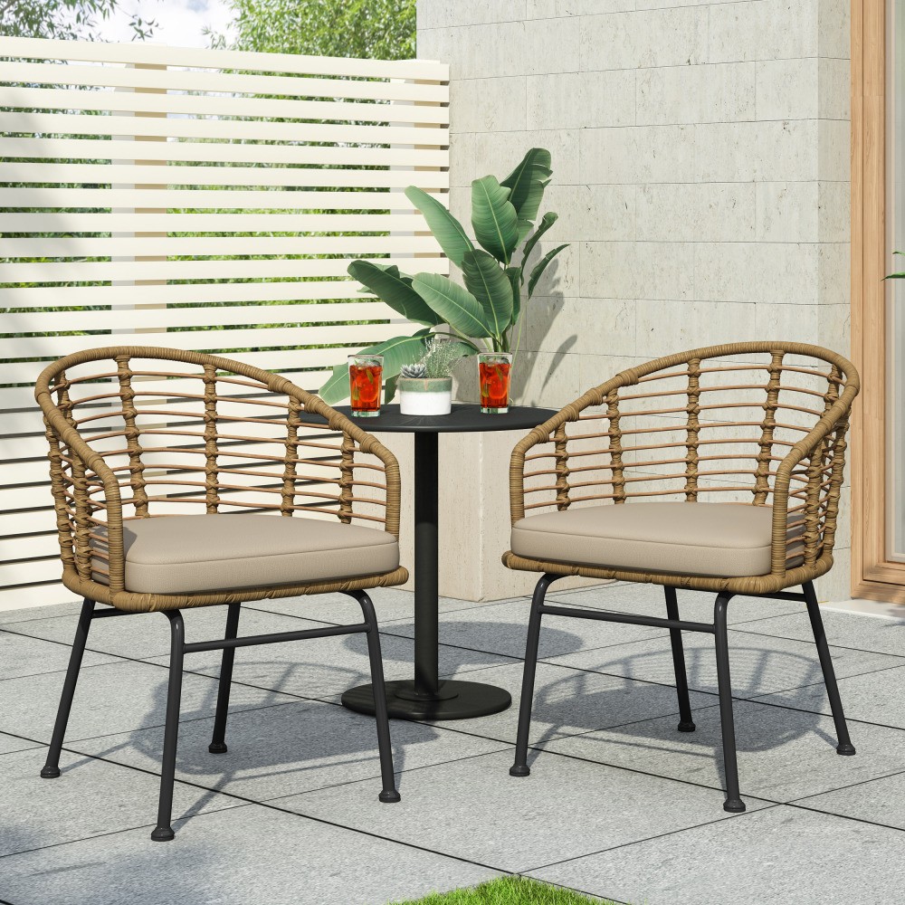 Chair(Brown+Beige) Modern Tub Design Water Resistant Cushions for Outdoor Space