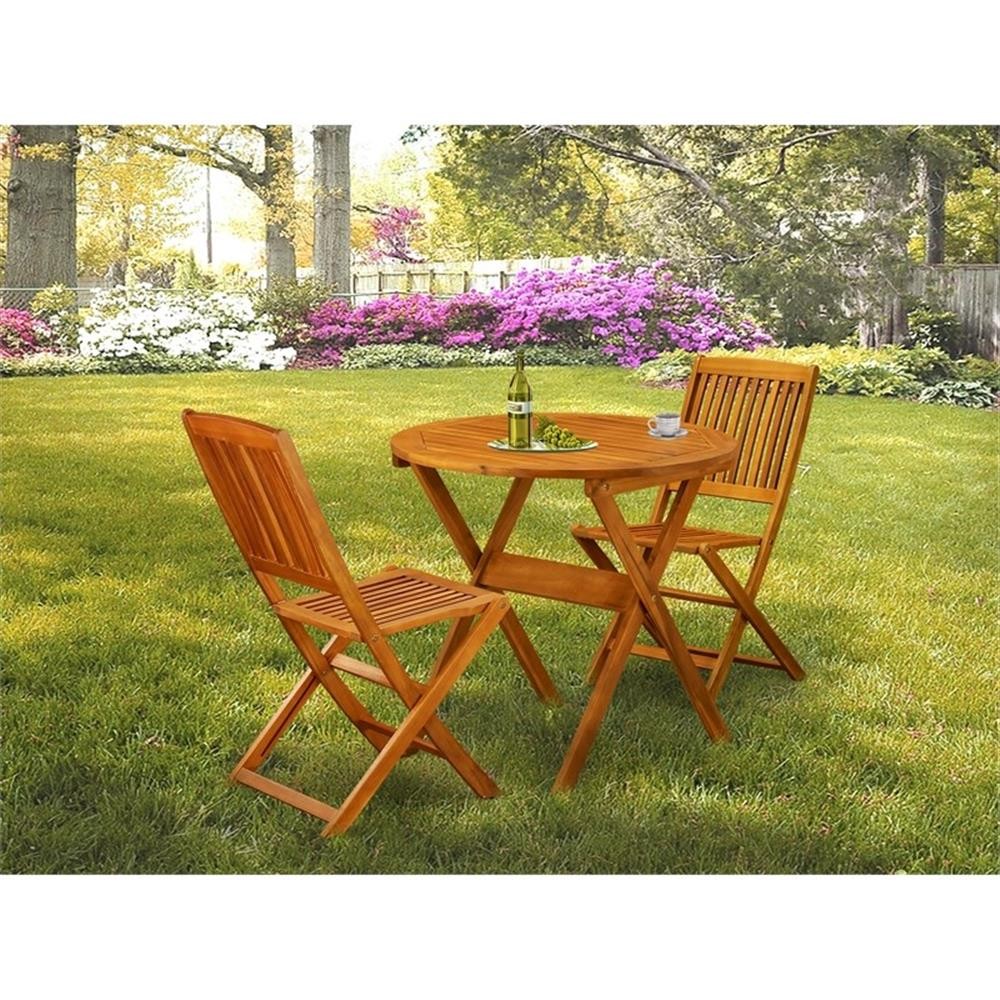 MNCM3CWNA – Dining Table and 2 Foldable Side Chairs – Natural Oil Finish
