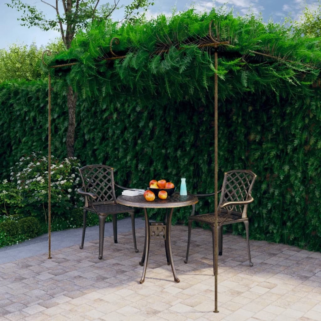 Garden Pergola Antique Brown 9.8’x9.8’x8.2’Iron