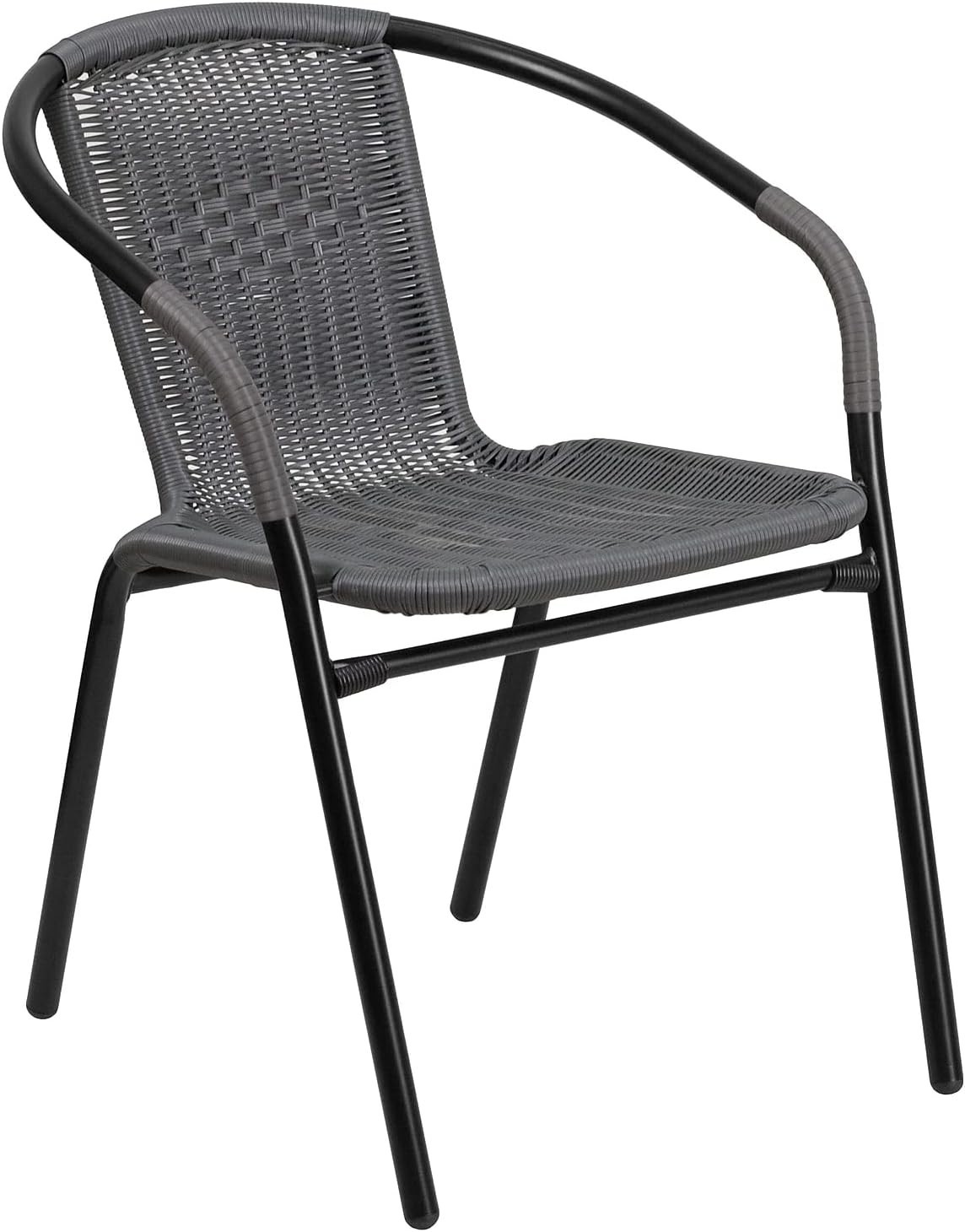 5-Piece 28″ Square Indoor/Outdoor Patio Table and Chairs Set, Glass Metal Bis…
