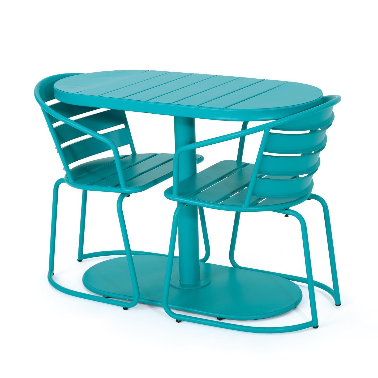 Elegant Santa Monica Bistro Set – Iron Construction with Matte Teal Finish for