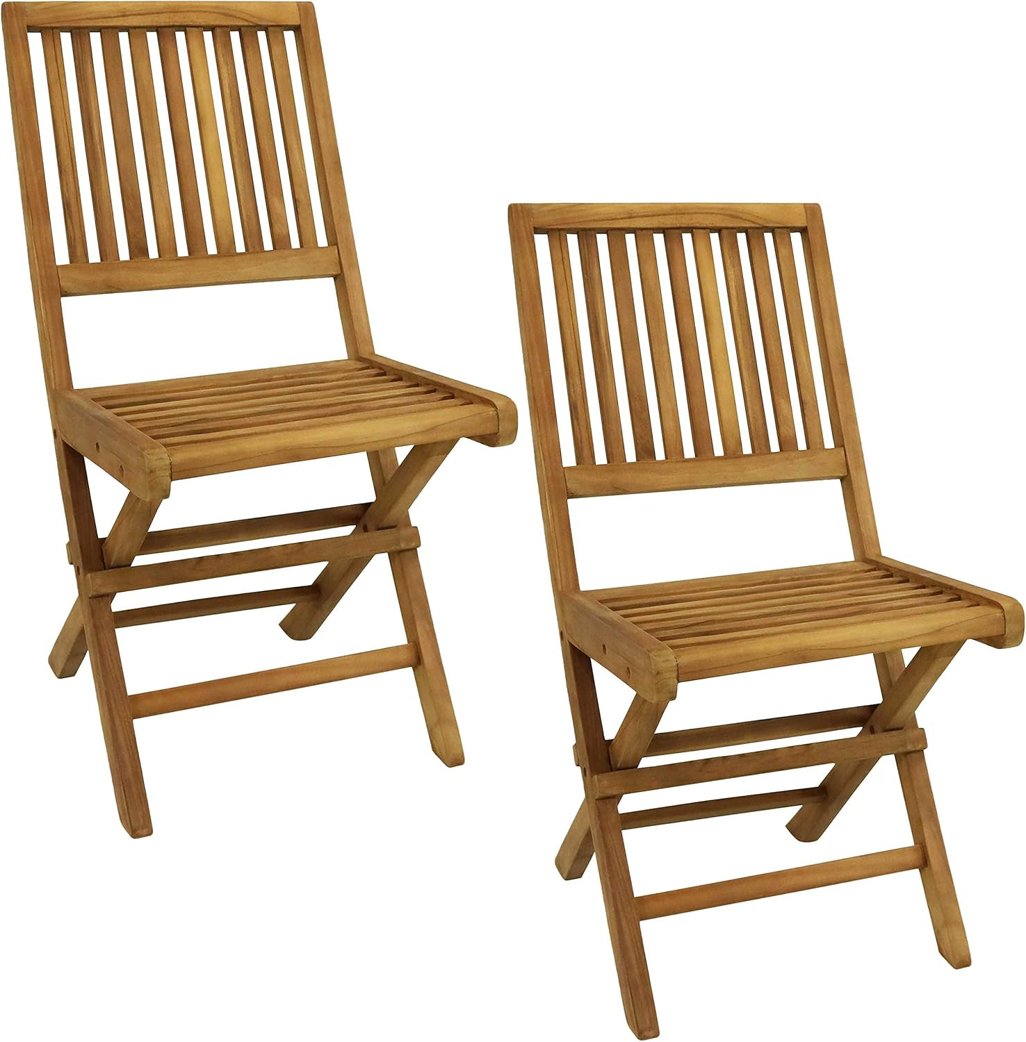 Sunnydaze Teak Furniture Chairs – Teak Outdoor Furniture – Wooden Folding Chairs