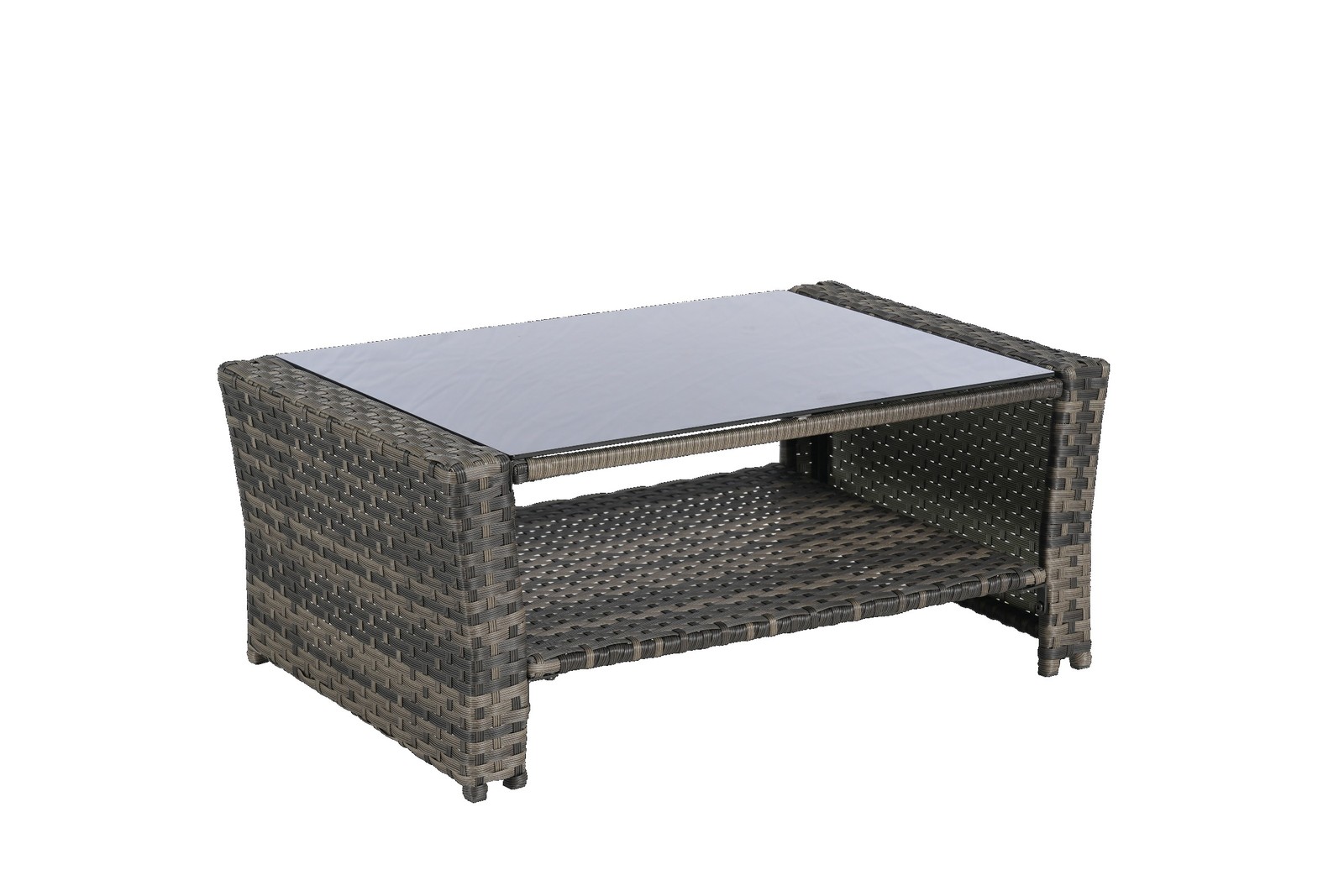 Outdoor Patio Furniture Set 4-Piece Rattan Chairs Coffee Table