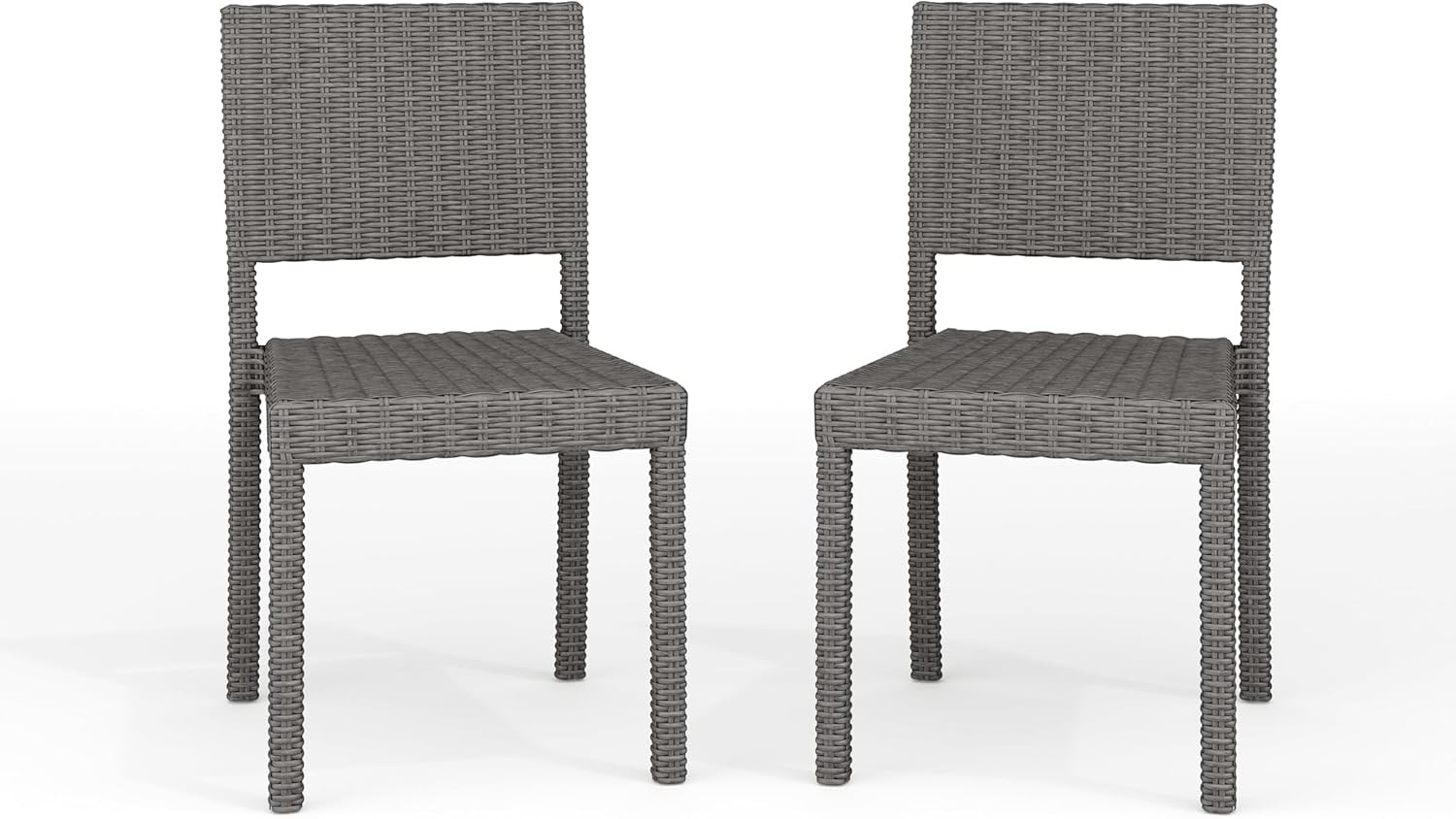 Bedford Indoor-Outdoor Stackable Patio Chairs with Rattan Wicker Finish in Gray,