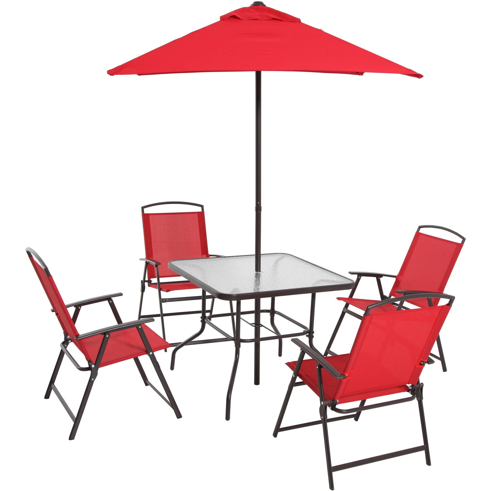 Outdoor Patio Dining Set Backyard Umbrella 6 Piece Folding Multiple Colors