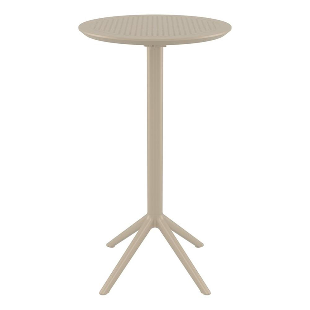Compamia Sky 24 inch Round Folding Bar Table in Taupe finish