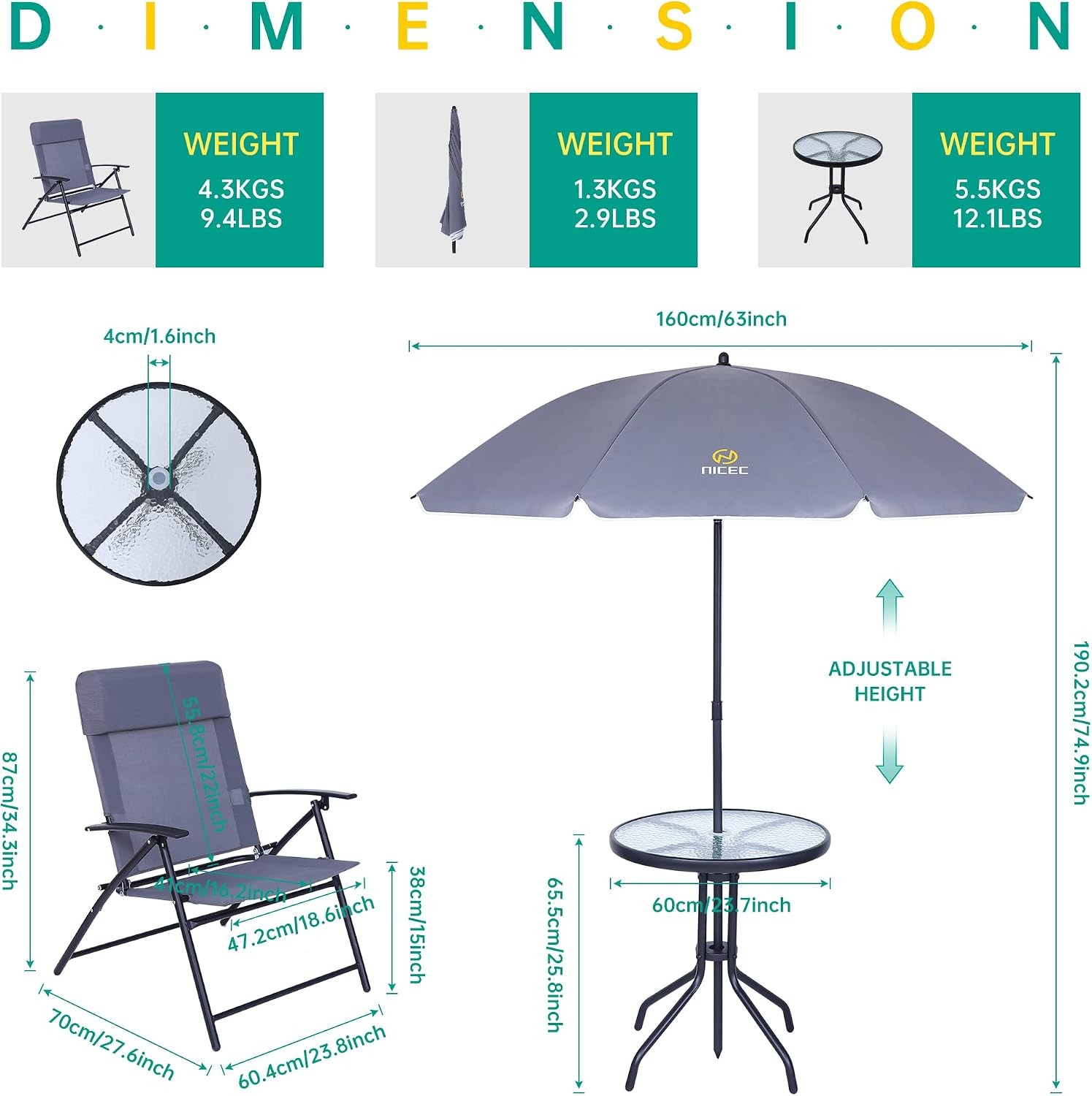 Patio Set with Umbrella Outdoor Dinning Set Patio Furniture Set Patio Table