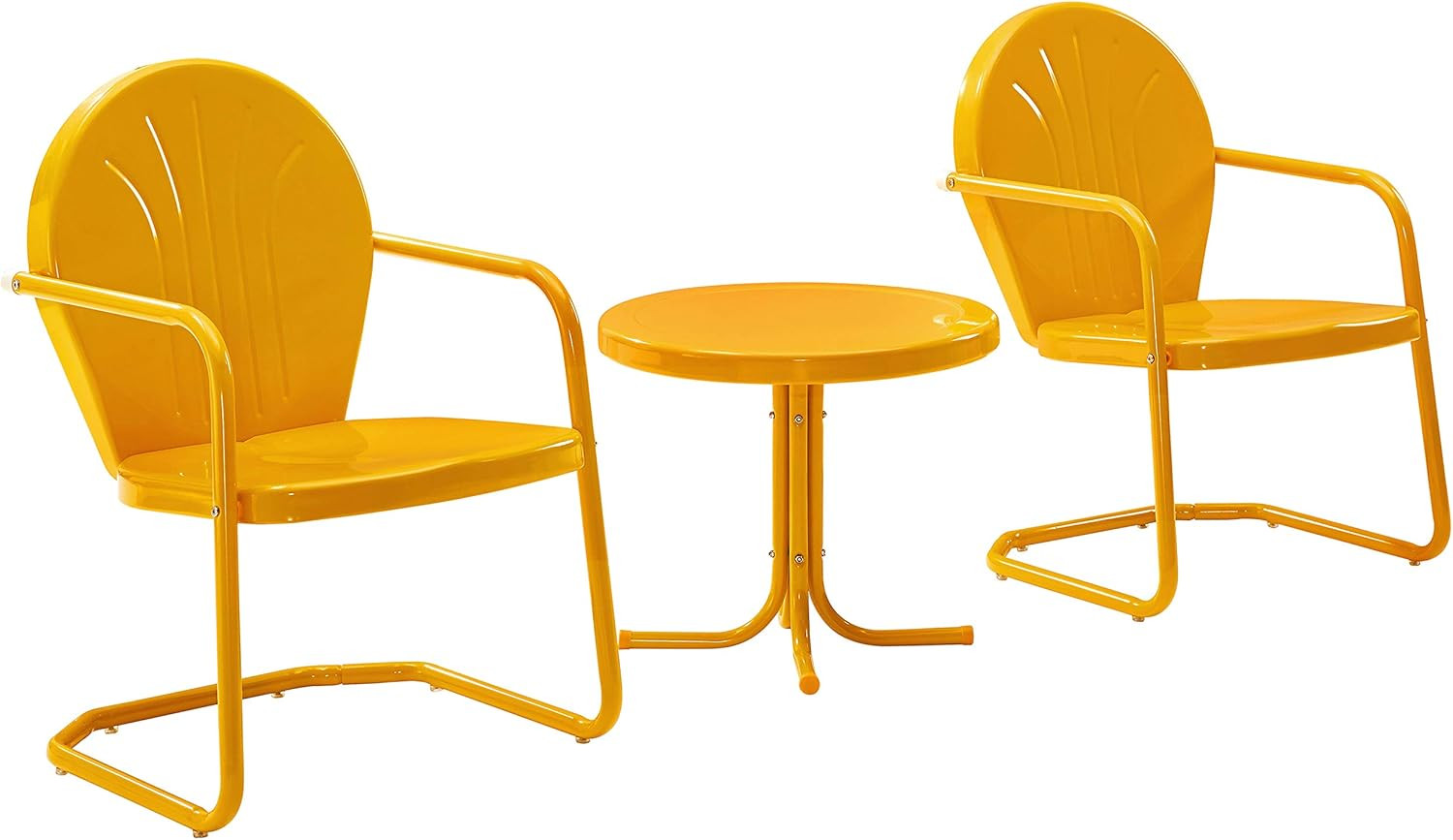Tangerine Retro Metal Bistro Set – 3-Piece Outdoor Chair & Table for Patio