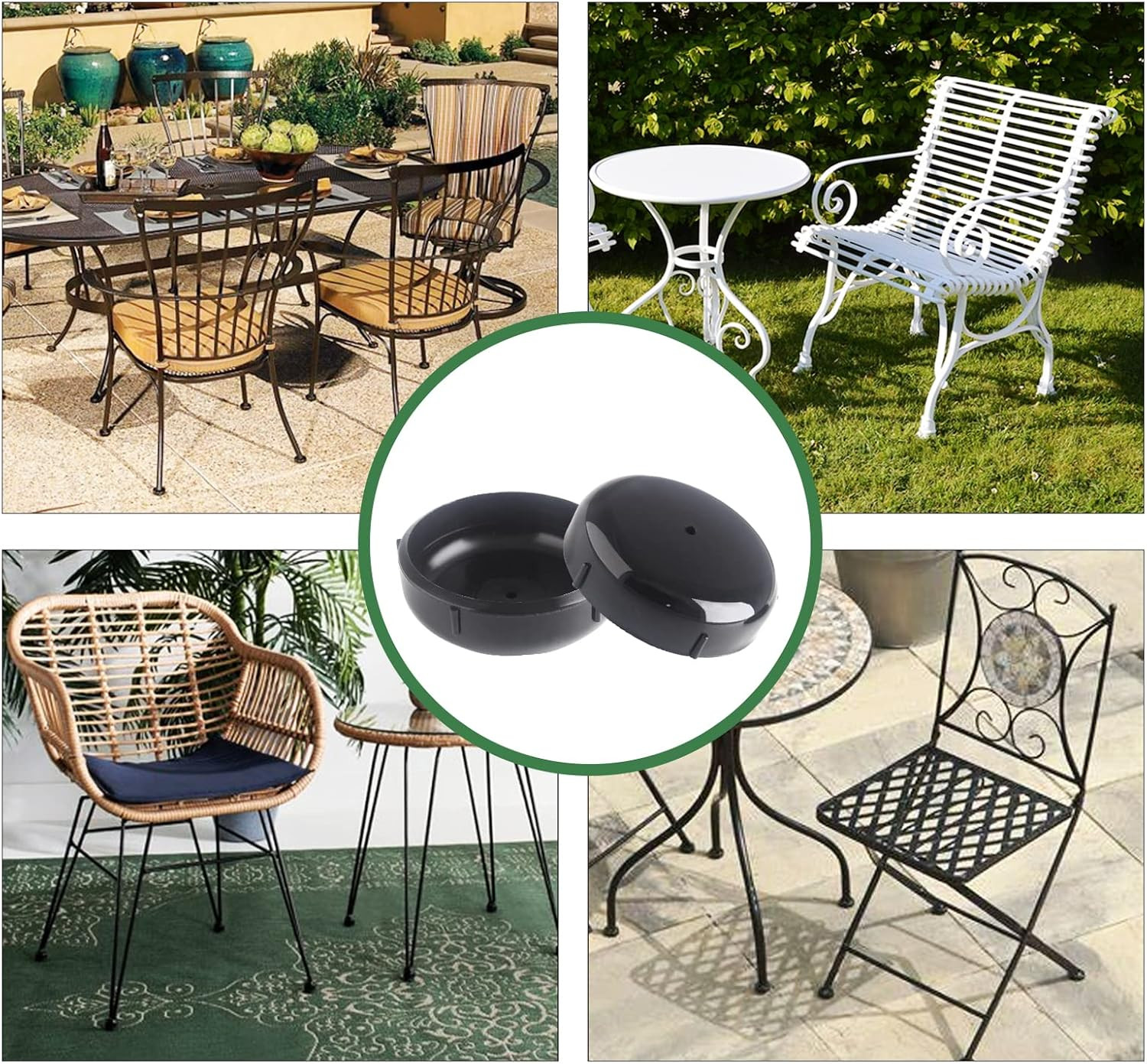 24 Pack 1.5 Inch Wrought Iron Patio Furniture Feet, Patio Furniture Seating Glid