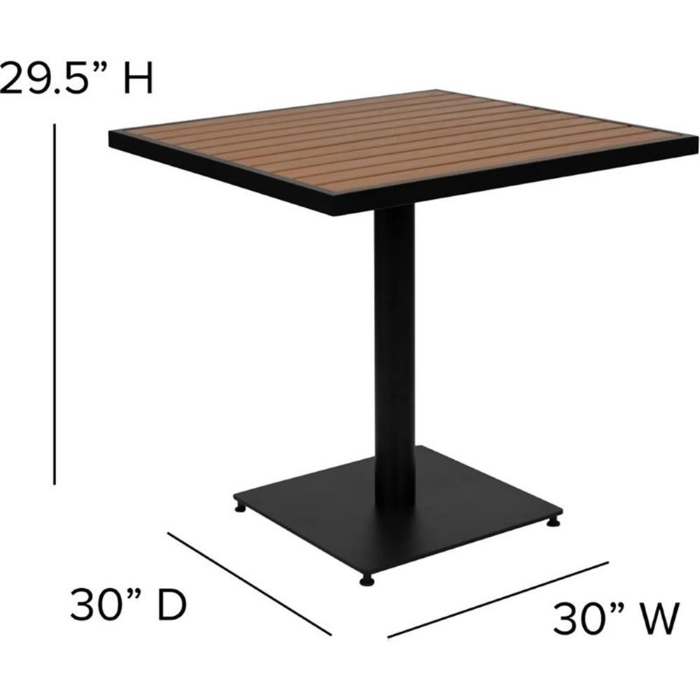 Flash Furniture 30″ Square Patio Dining Table with Poly Slats in Faux Teak