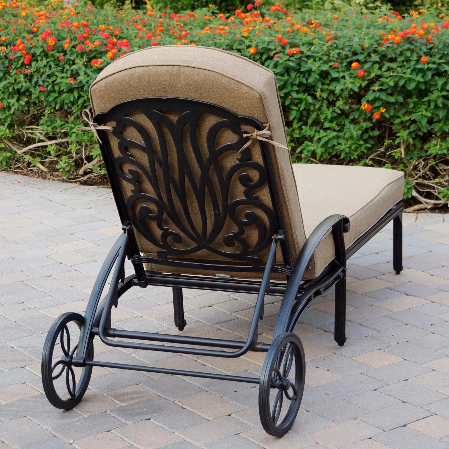 Elisabeth 3 Pc Cast Aluminum Chaise Lounge Set 24 Inch Ice Bucket End Table &