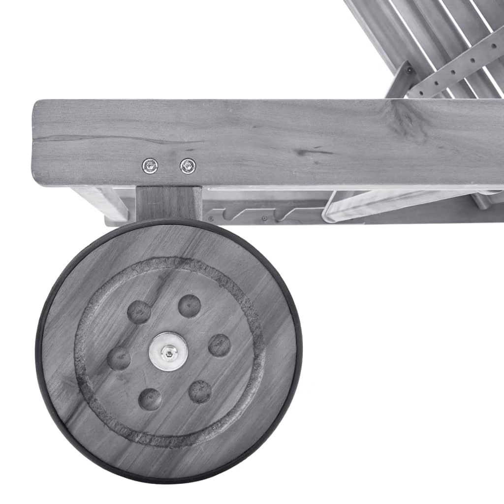 Sunlounger Grey Solid Acacia wood and Fabric (100% polyester) Large