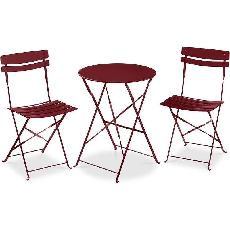 Folding Bistro Table & Chair Set Compact Outdoor Patio Dining Furniture 2 Seats