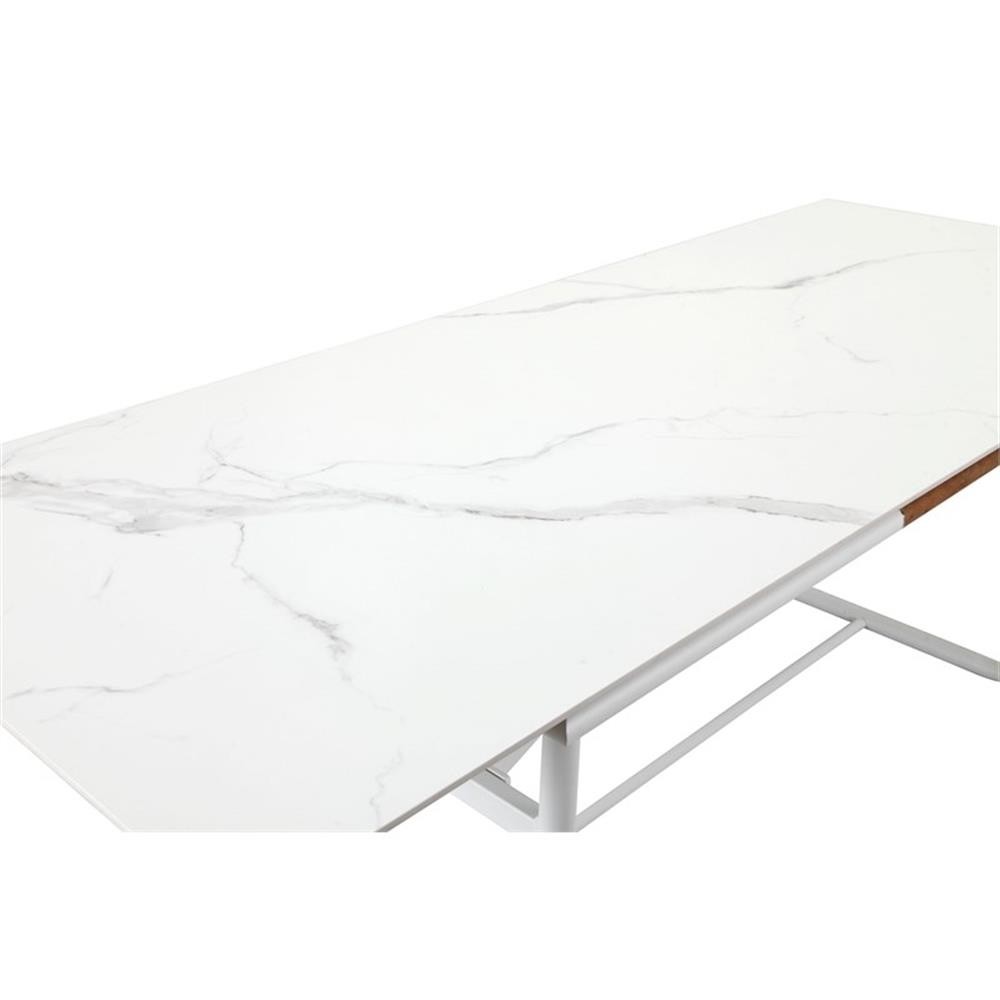 Pangea Home Dean 30×87″ Modern Aluminum Dining Table in White Finish