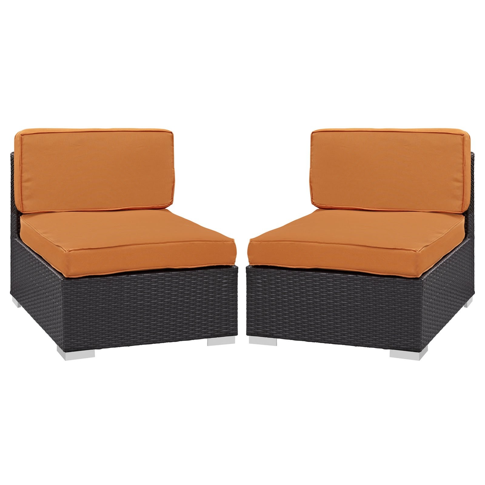 Gather Armless Chair Set of 2 in Espresso Orange