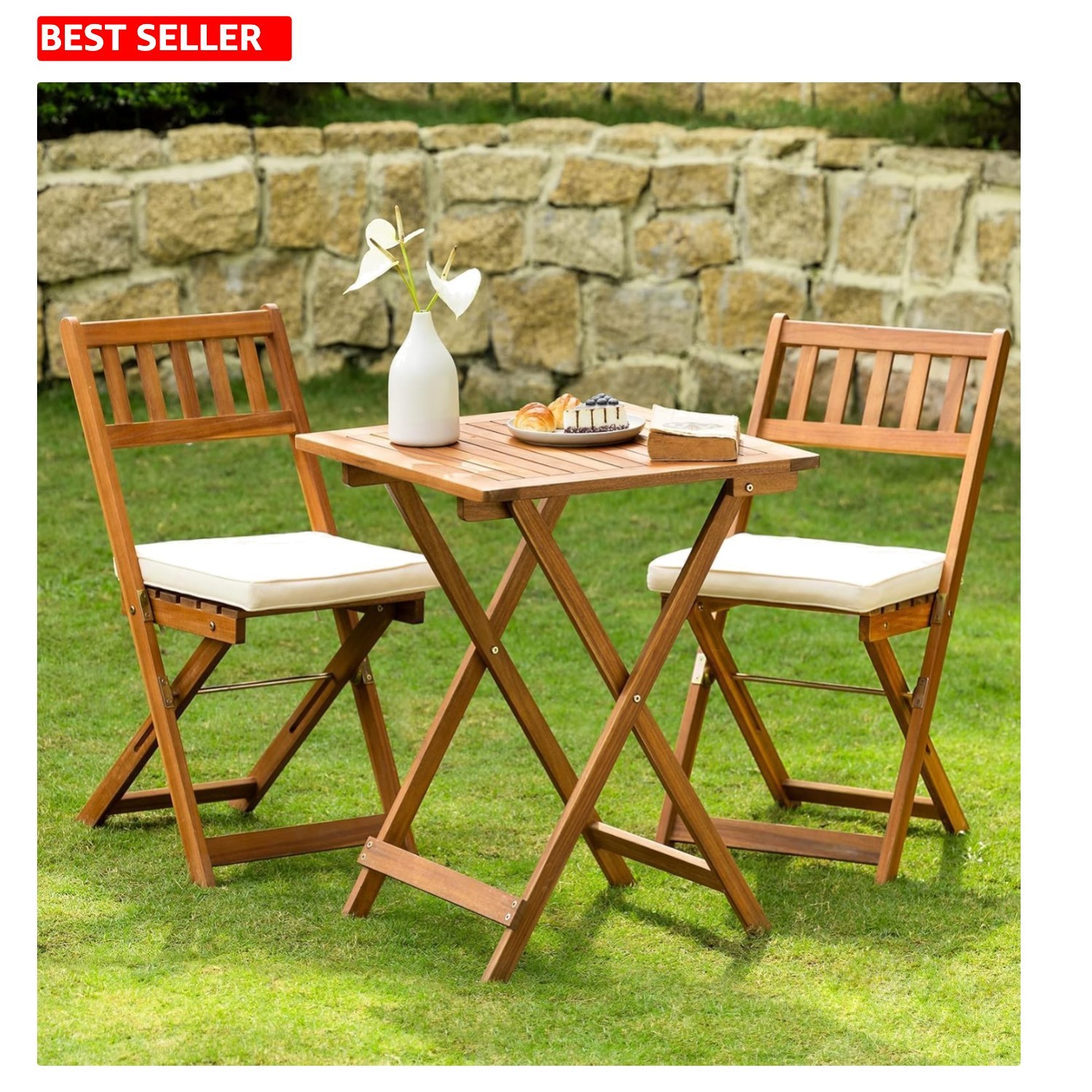 Robust 3-Piece Bistro Set – Heavy Duty Outdoor Furniture with Cushions, 400lbs