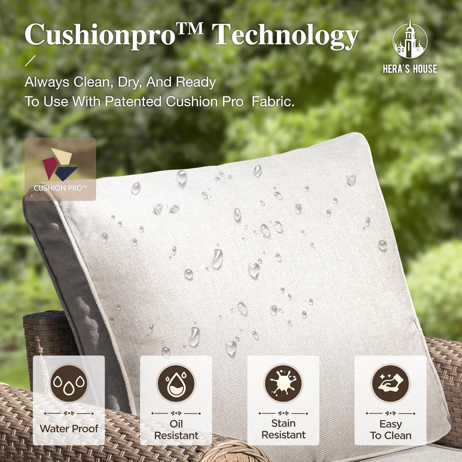 4-Piece Patio Furniture Set, All Weather 5 Seats Outdoor Wicker Sofa with 44″ Co