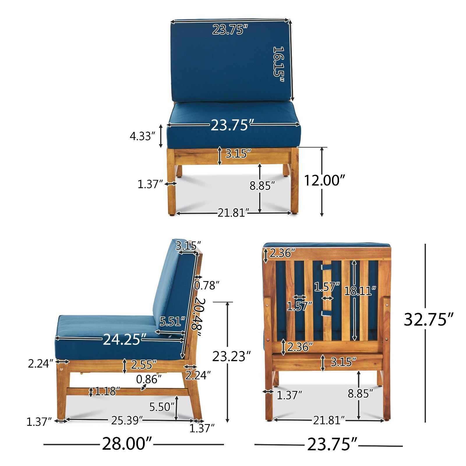 Capri Outdoor 5 Piece Chat Set with Water Resistant Cushions