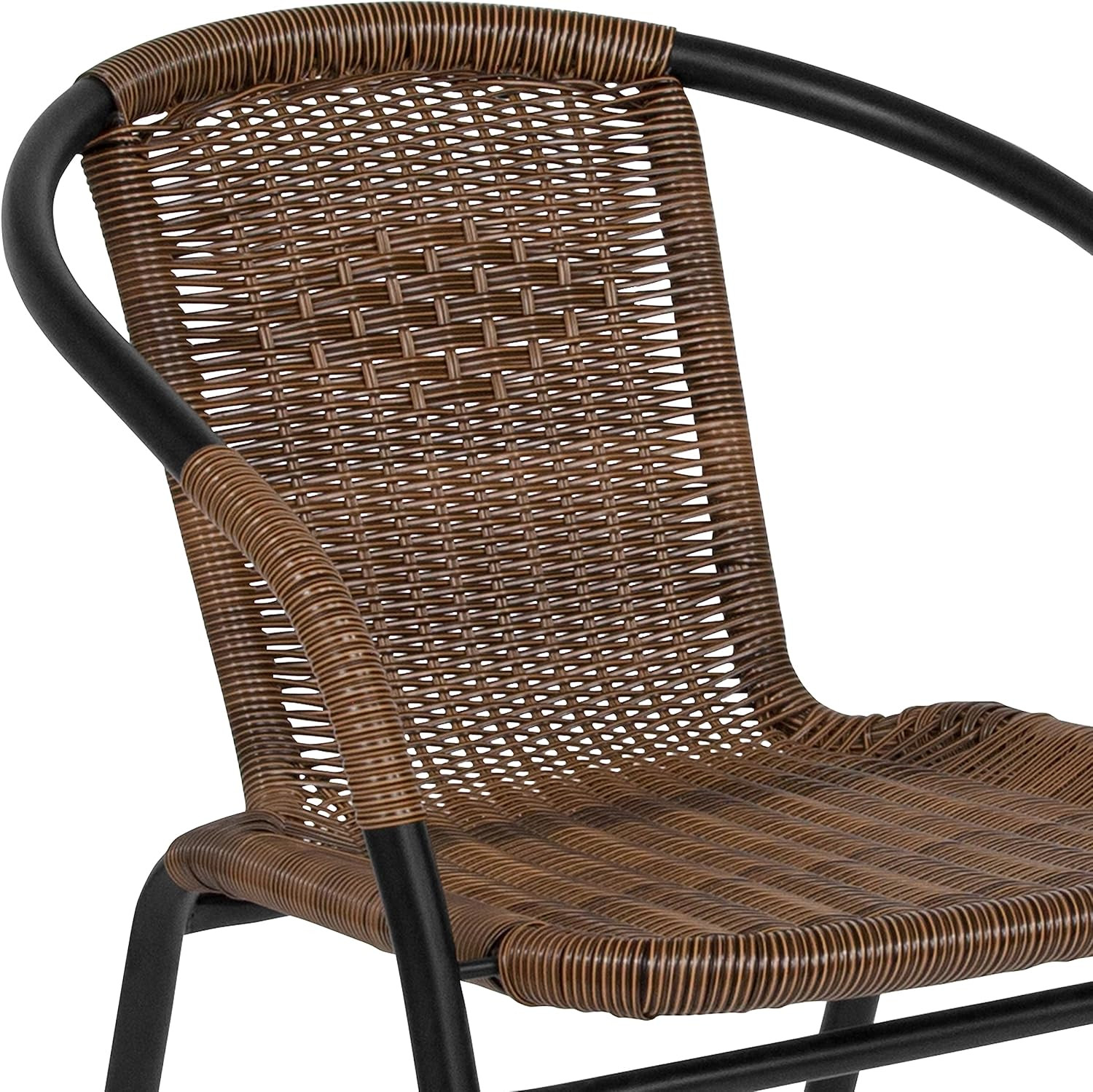 Lila Modern Rattan Indoor/Outdoor Stackable Dining Chairs, Stacking Rattan Bistr