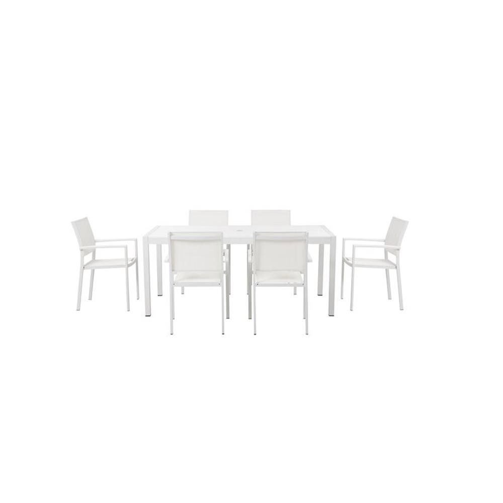 Pangea Home Chester 13-piece Aluminum Frame Patio Sofa Set in White