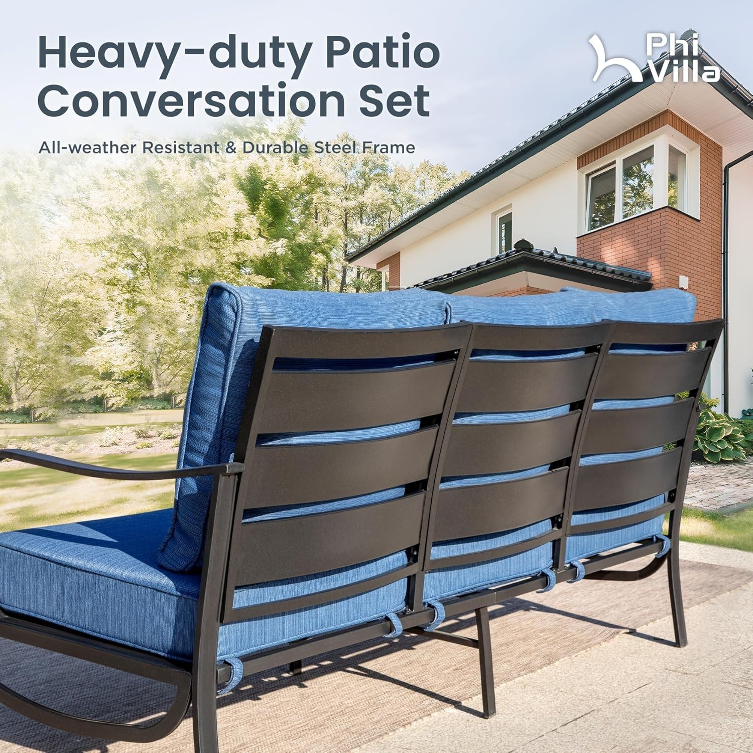 4 Pcs Patio Furniture Set Garden Lawn Outdoor Set With Gas Fire Pit Table Heater