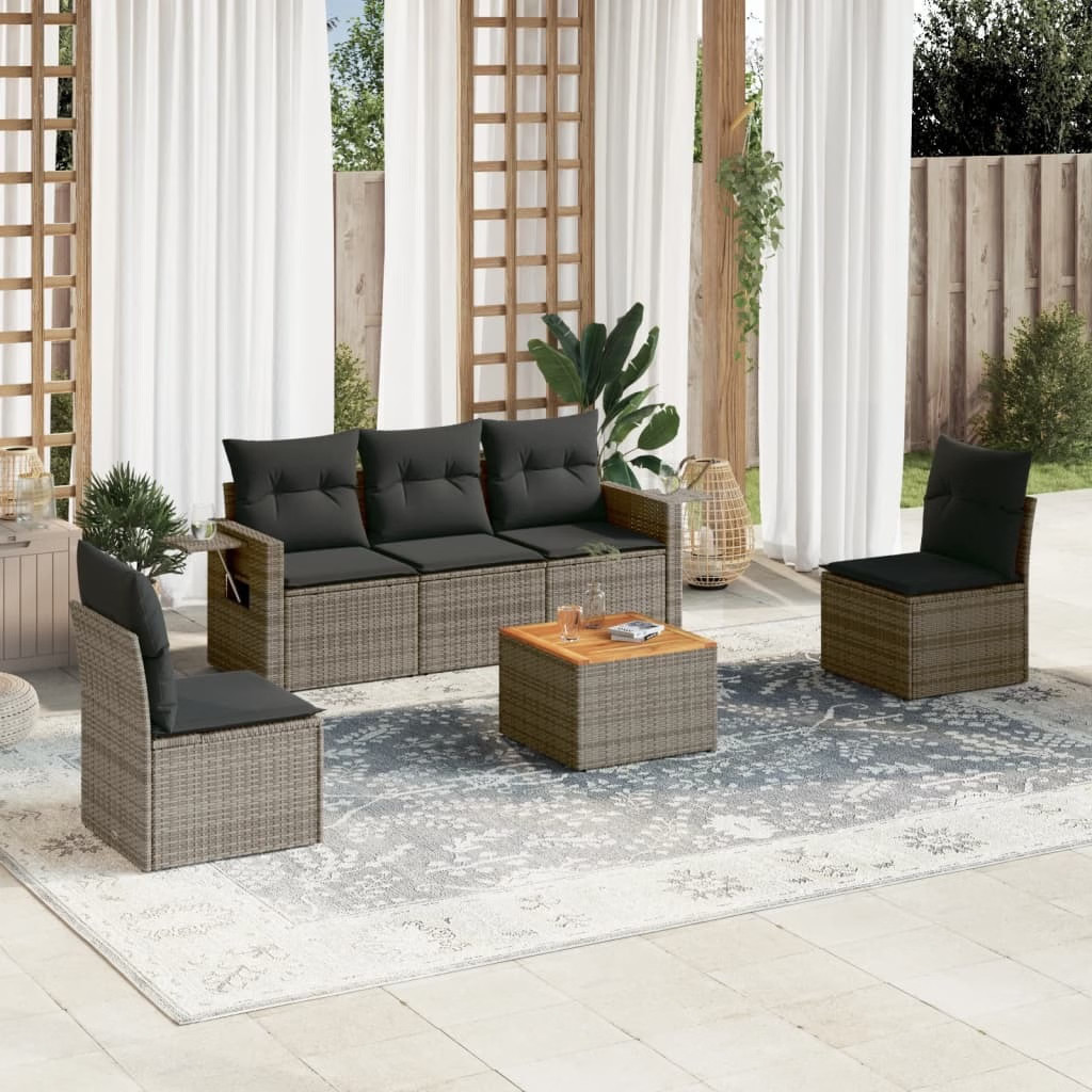 Garden Sofa Set Grey PE rattan Medium Adjustable Feet