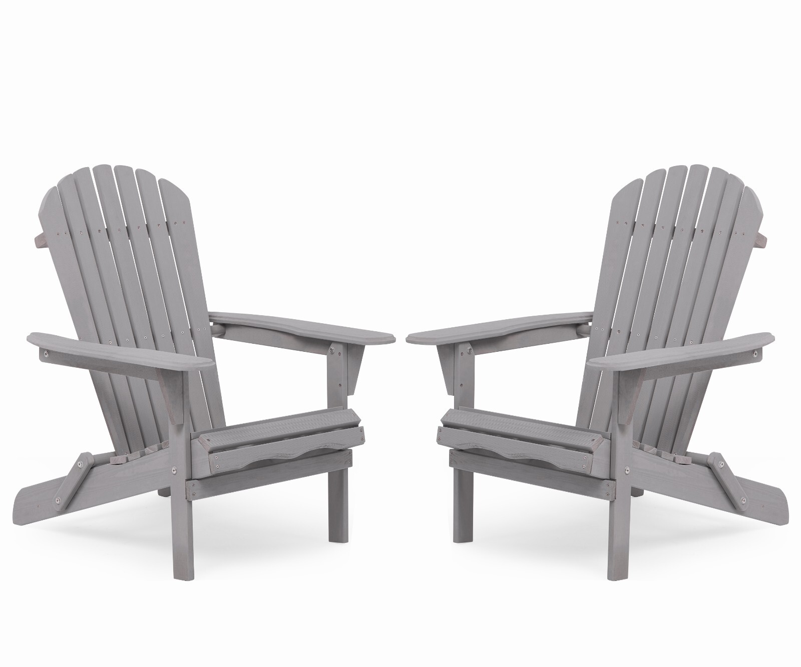 Set of 2 Folding Adirondack Chair Outdoor Patio All Weather Fire Pit Chairs Wood