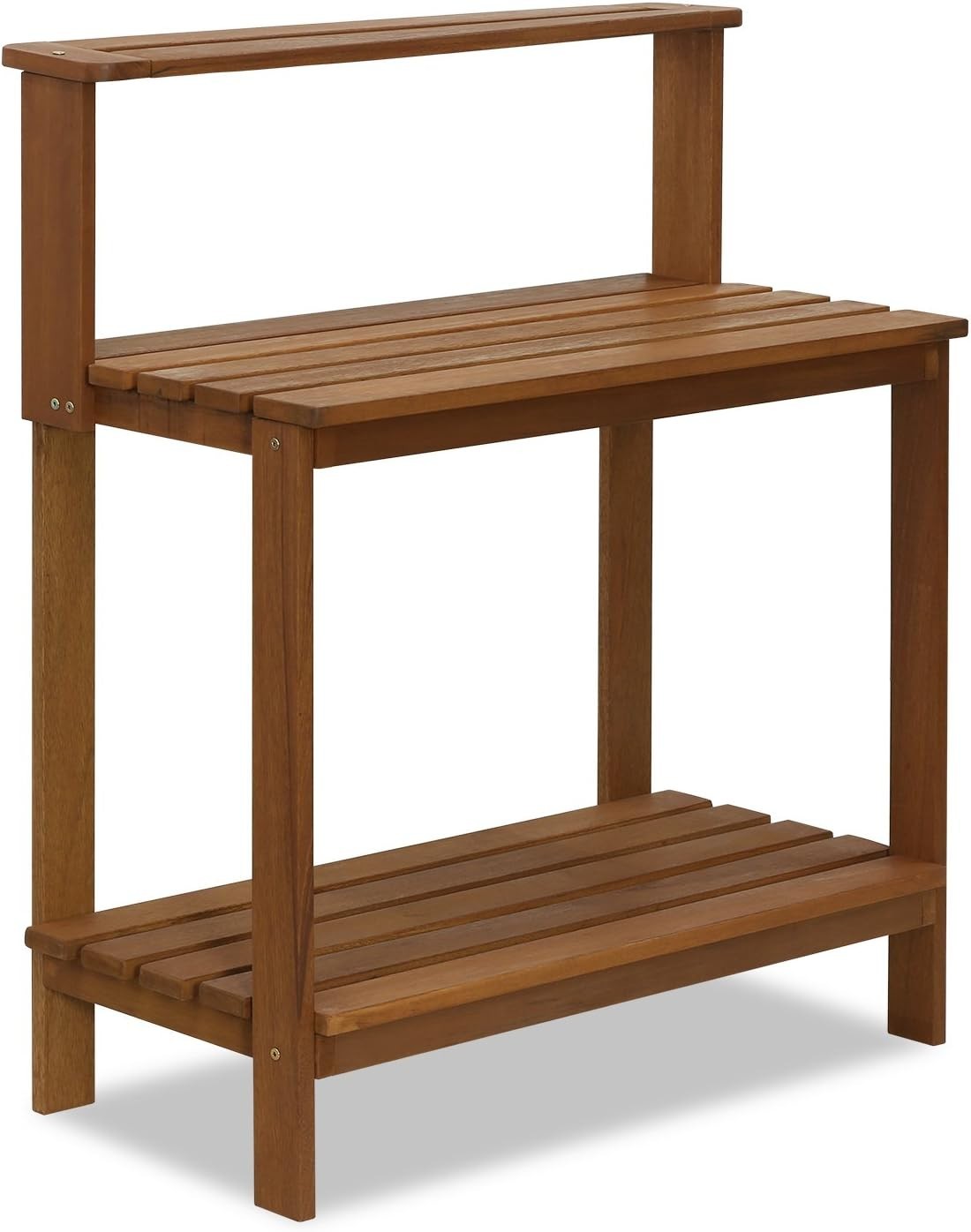 Durable Hardwood Potting Bench 42 Inch Tall with Teak Oil Finish for Outdoor Use