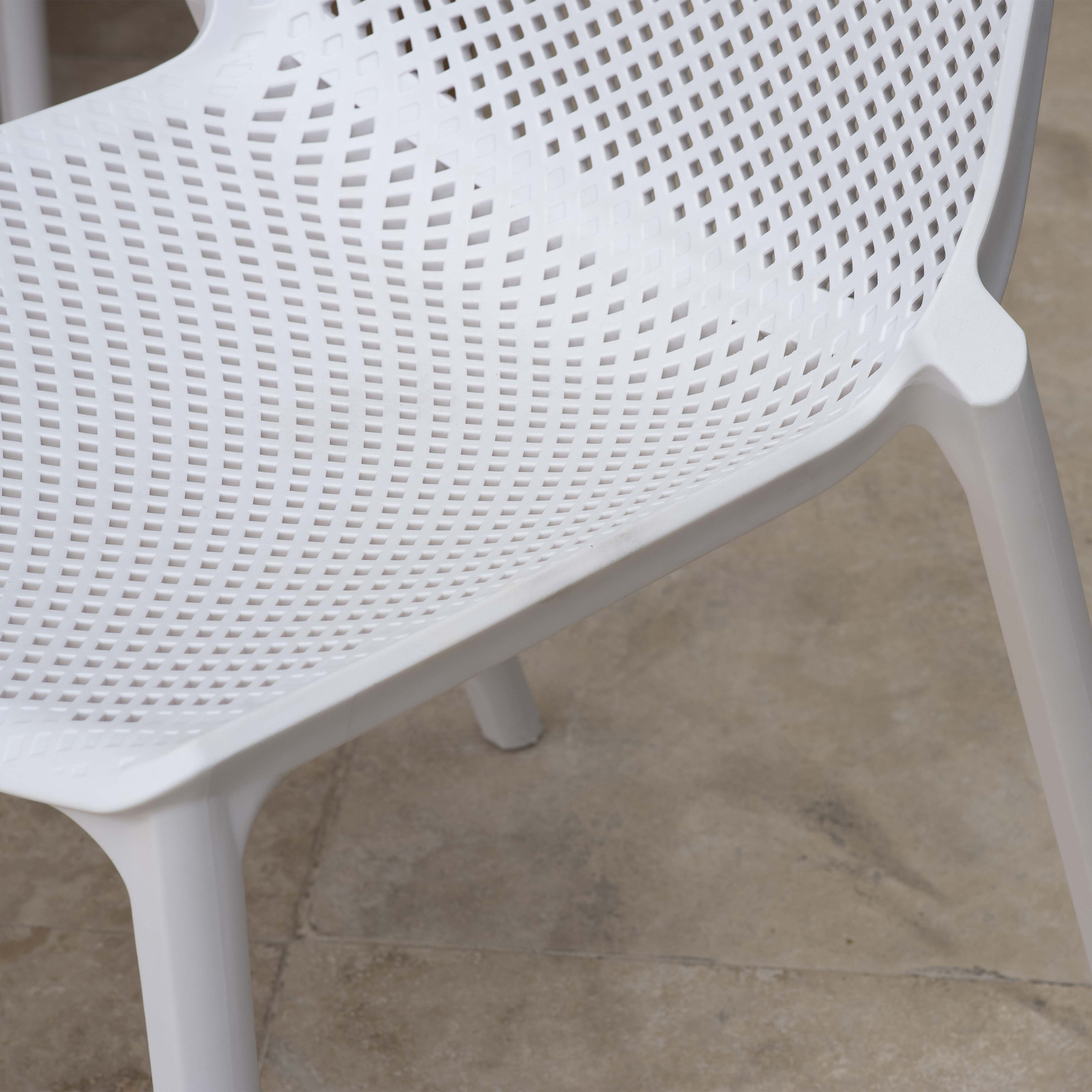 Amazonia Neuvy 7-Piece Outdoor Dining Set | Teak Finish | White Chairs