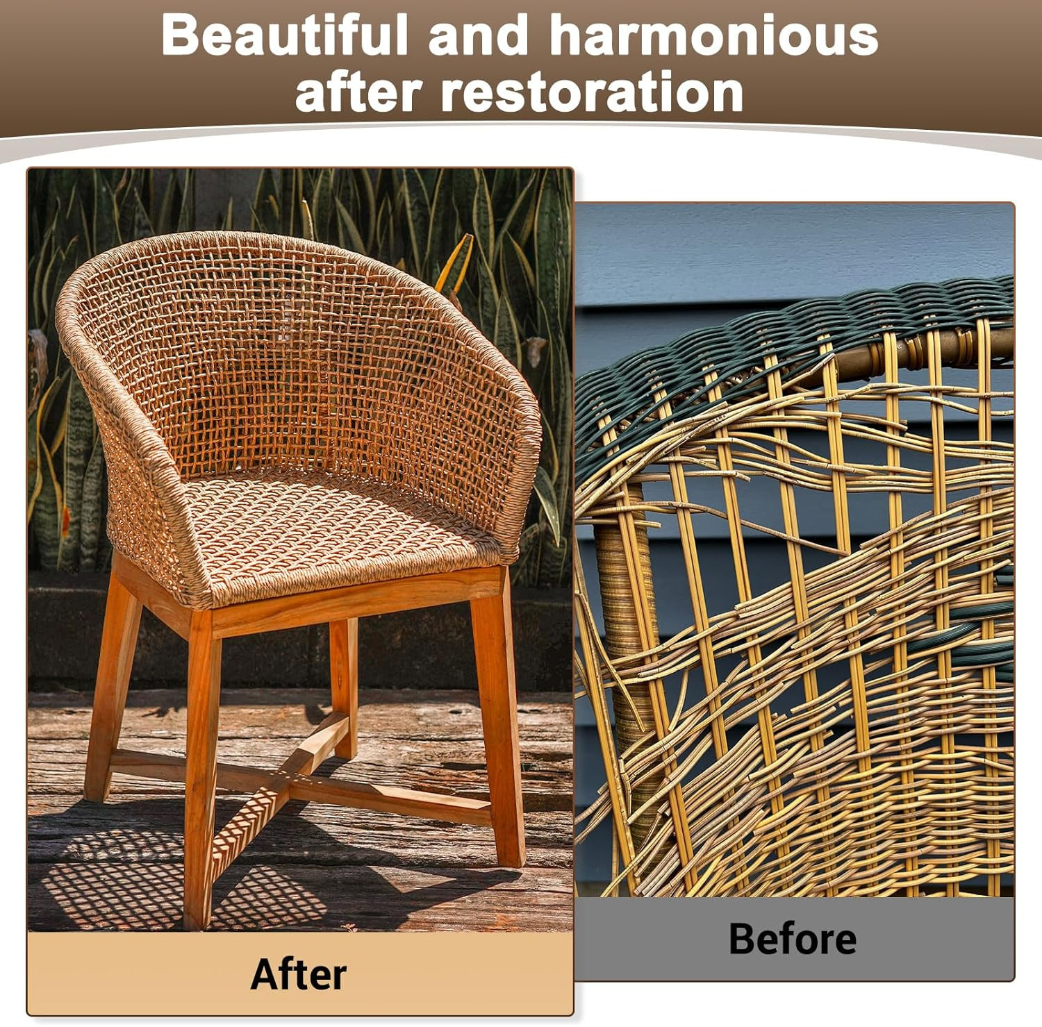 1-Pack Wicker Repair Kit, 5mm x 33ft/10m Plastic Flat Rattan Replacement Supp…