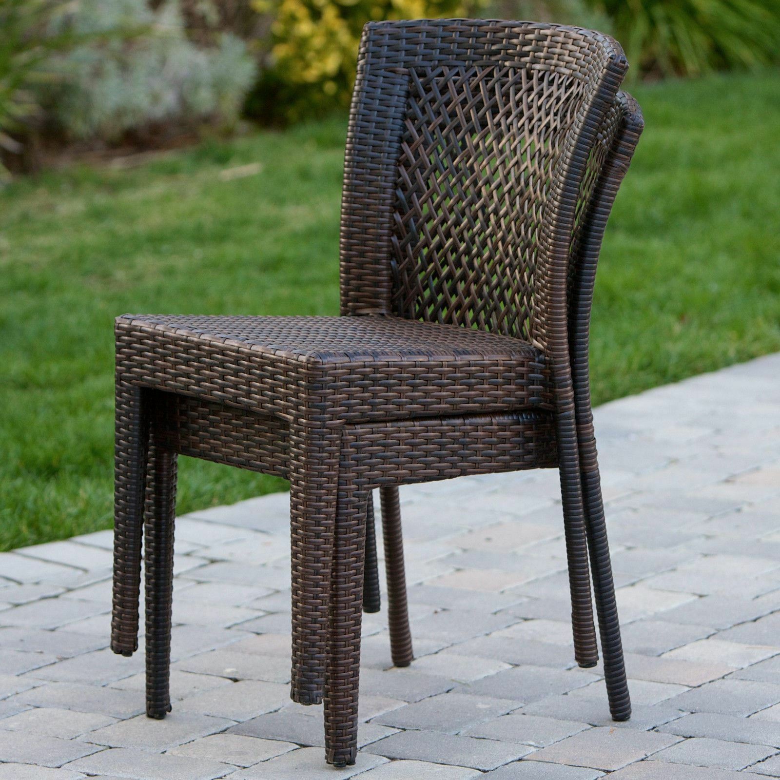 Dana Point Outdoor Patio Furniture Brown Wicker Chairs (Set of 2)