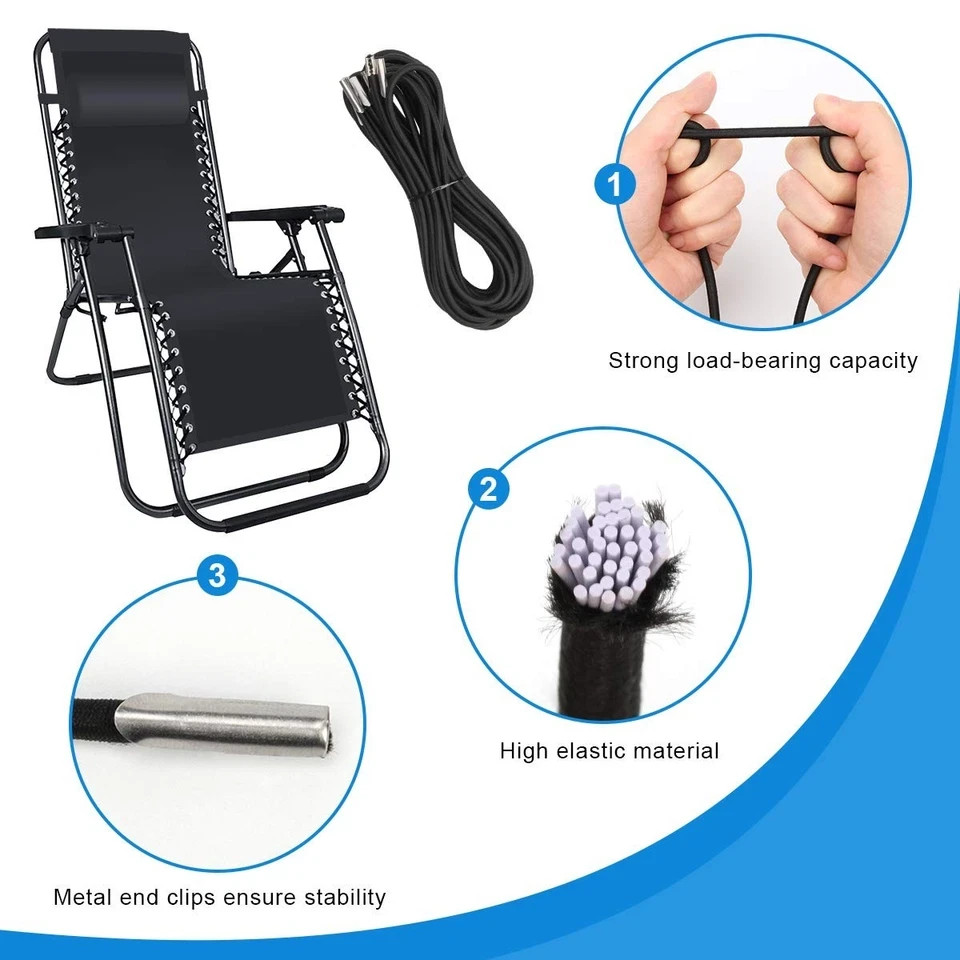 Universal Replacement Cord for Zero Gravity Chair, 4 Pack Elastic Cords Repai…