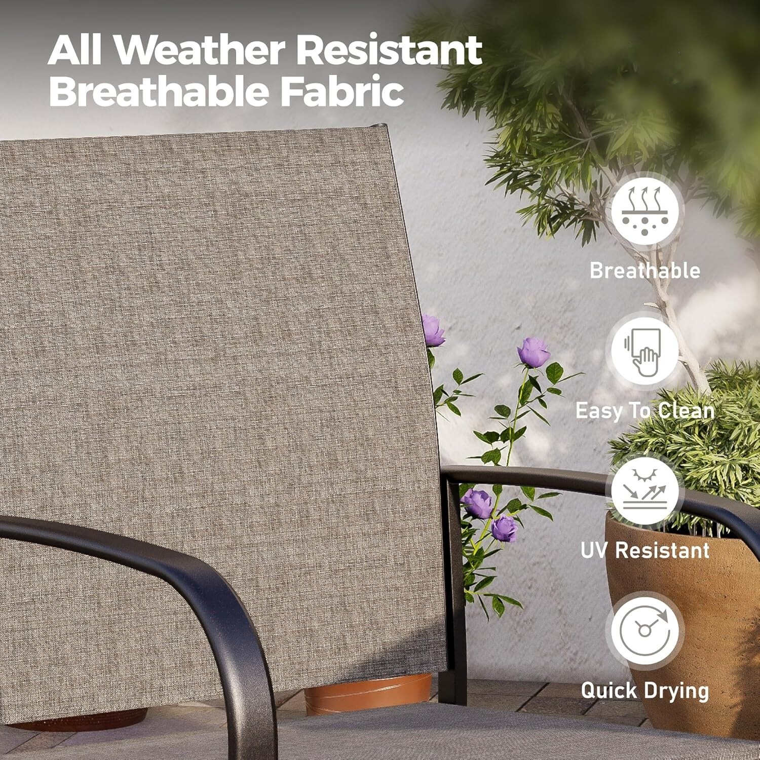 5 Piece Patio Furniture Set Outdoor Square Metal Table Patio Dining Chairs Set