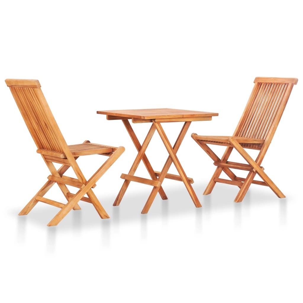 Patio Bistro Set Outdoor Bistro Table Chair 3 Piece Solid Teak Wood vidaXL
