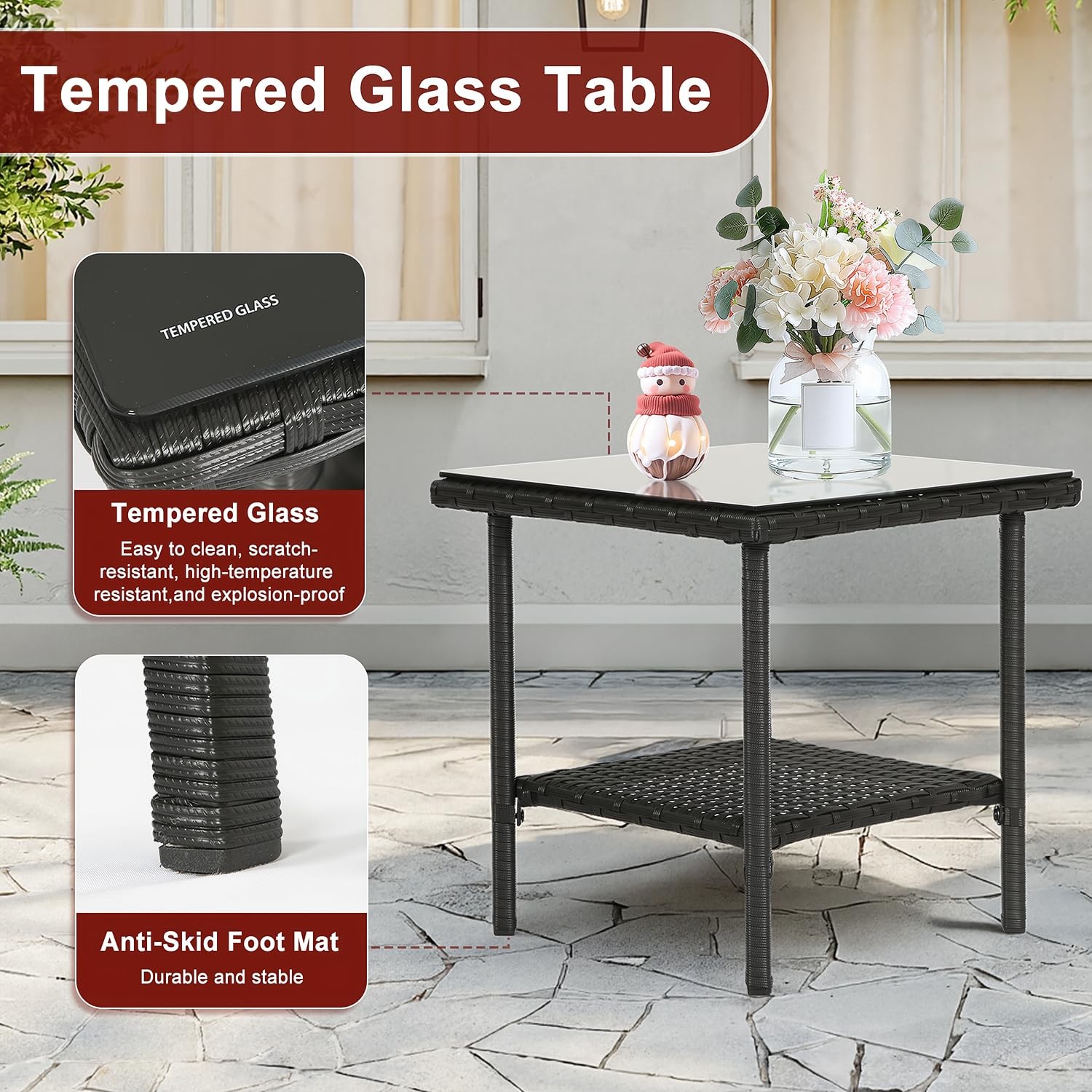 Juego De Mesa y 2 Sillas Con Cojines Patio Exterior 3 Piezas En Oferta Baratos