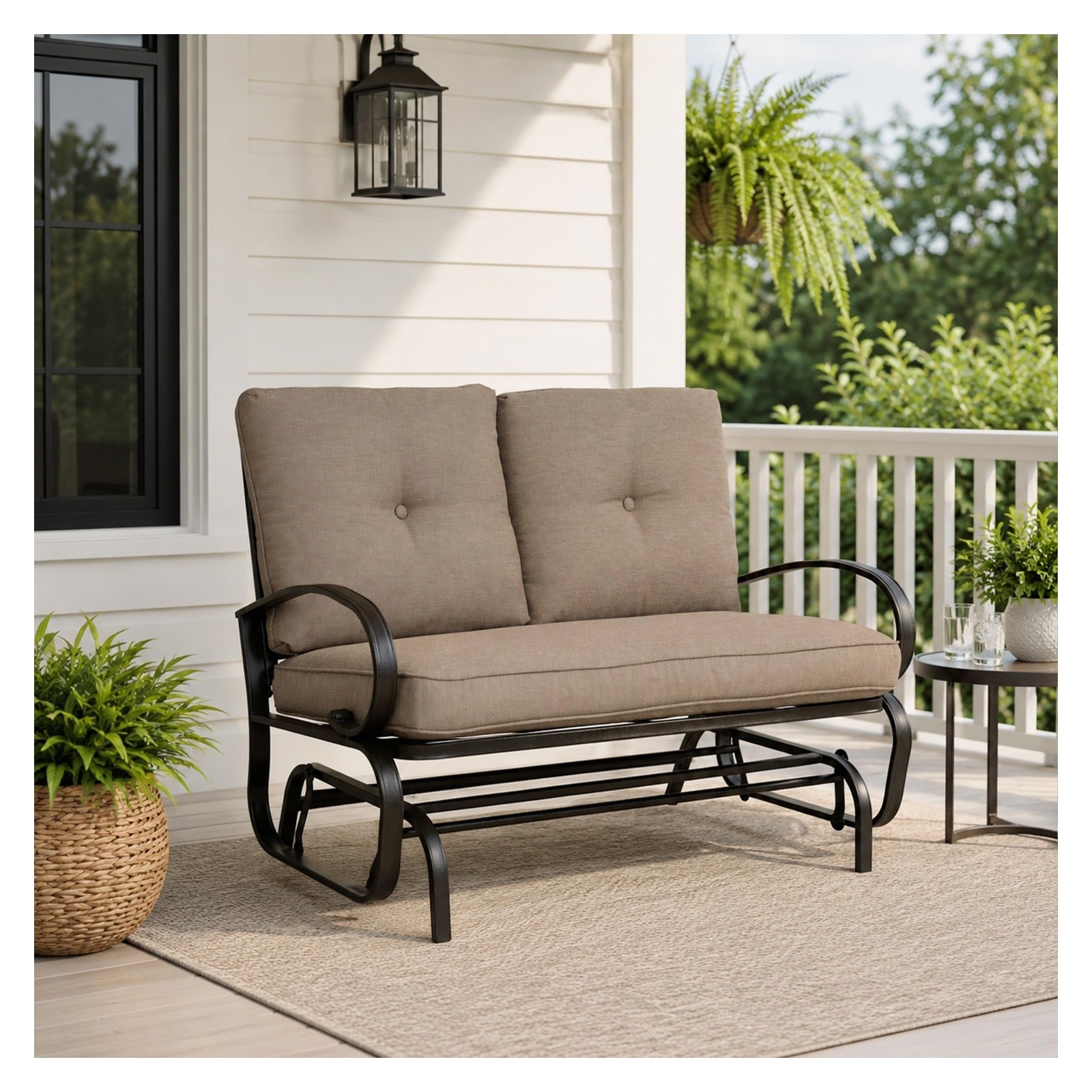 Outdoor Rocking Loveseat by Kozyard Cozy – Sturdy Patio Glider Beige