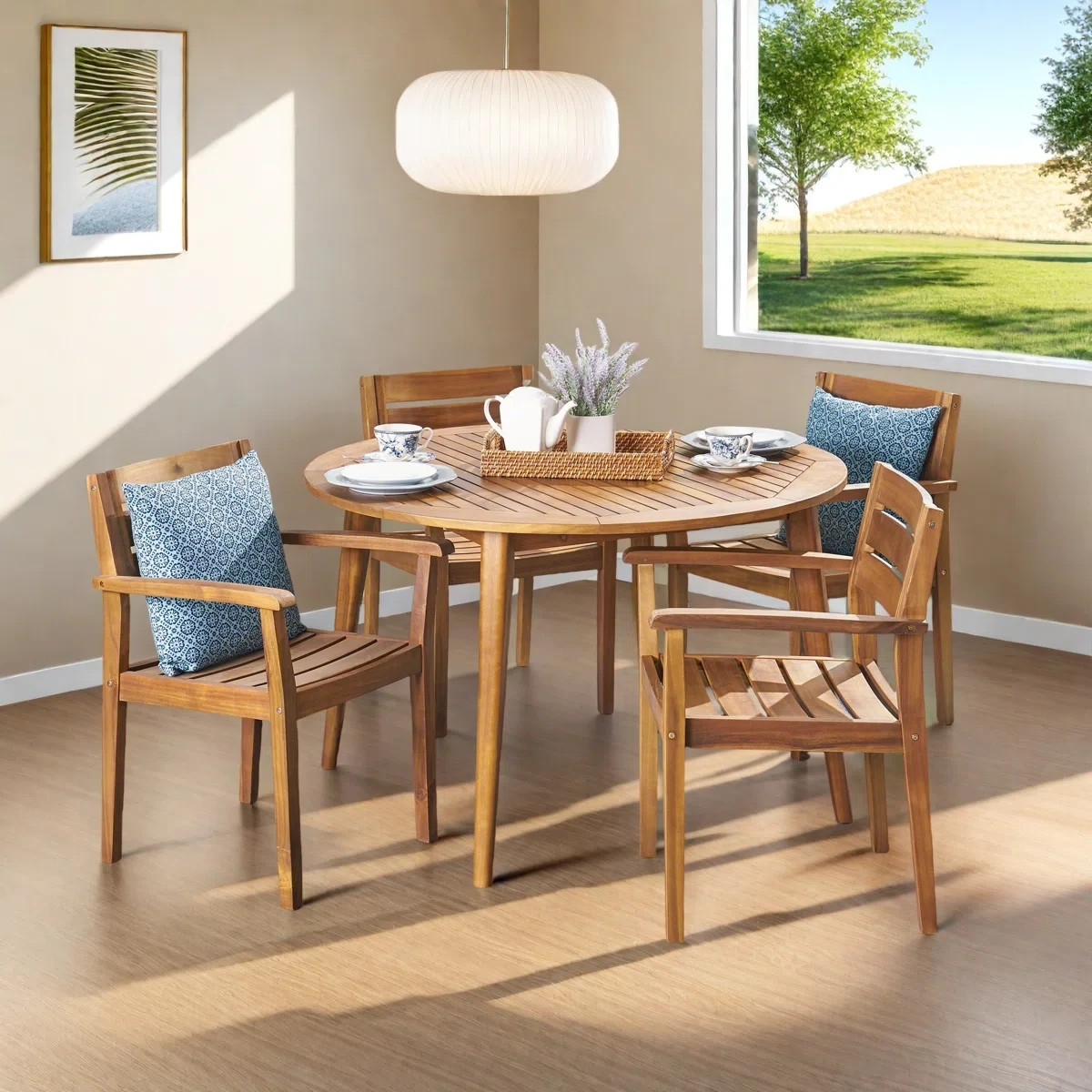 Patio Dining Set (5 pc) (Solid Wood) (Free Shipping)