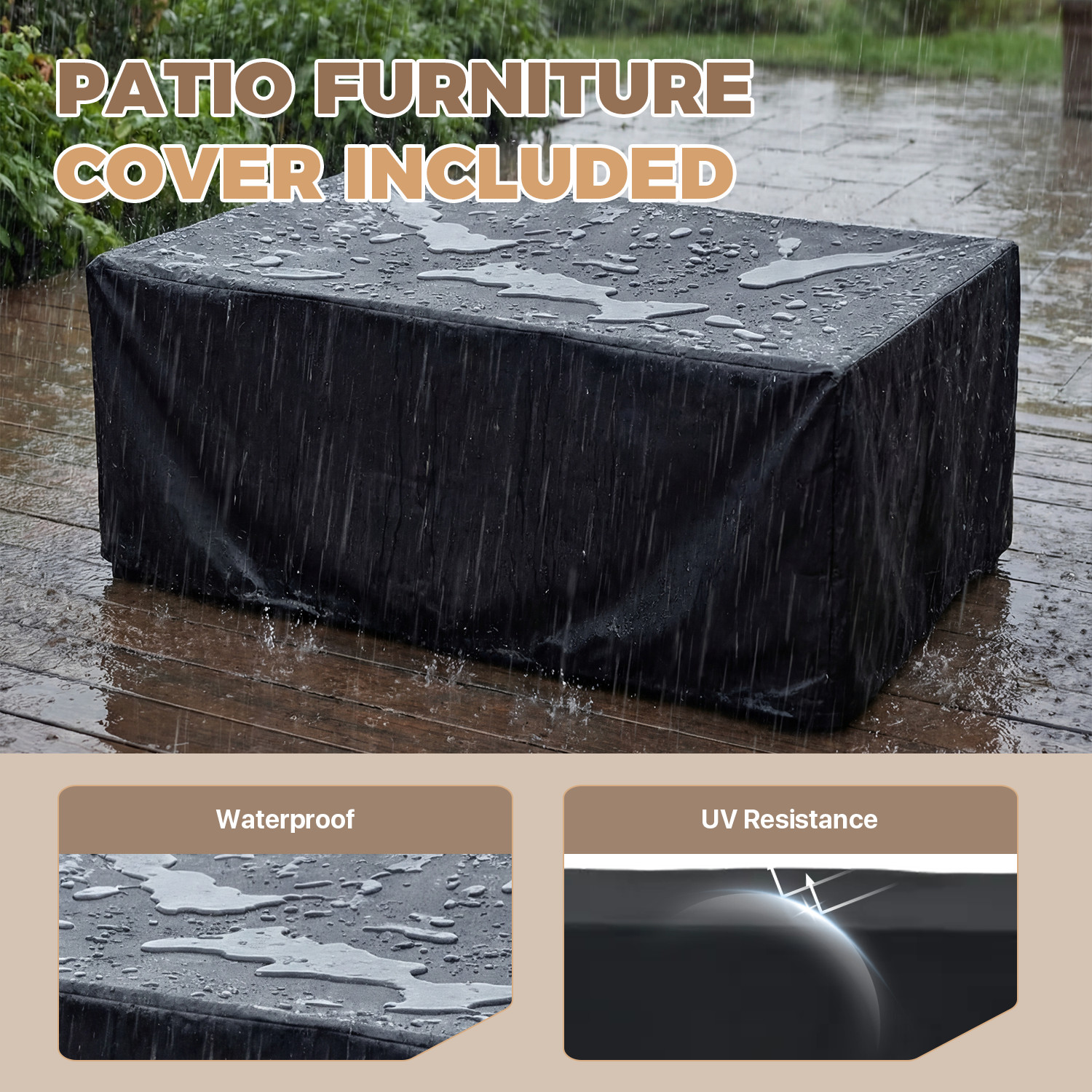 7 Piece Patio Furniture Set Aluminum Patio Sets Coffee Table 5″ Thicken Cushions