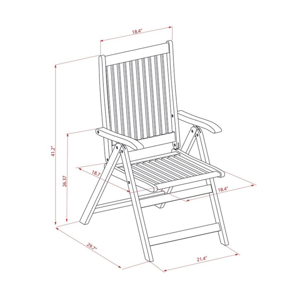 AECN5C5NA – Bistro Table with 4 Folding Patio Chairs- Natural Oil Finish