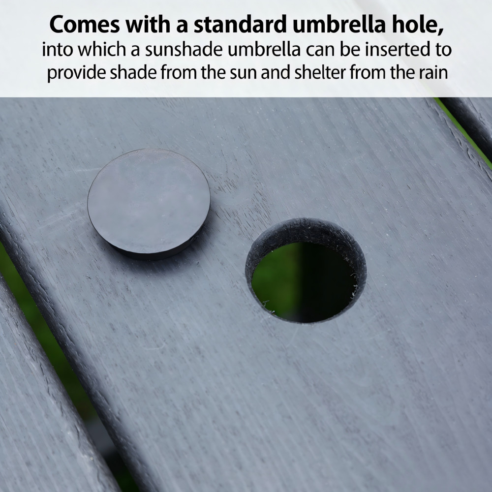 5PCS HDPE Outdoor Dining Set Weather Resistant,1 Table w/ Umbrella Hole&4 Chairs