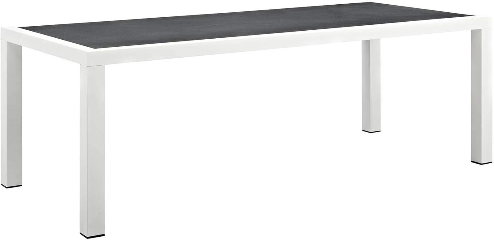 Modern 91″ Outdoor Patio Dining Table – White Gray Spray Stone Glass