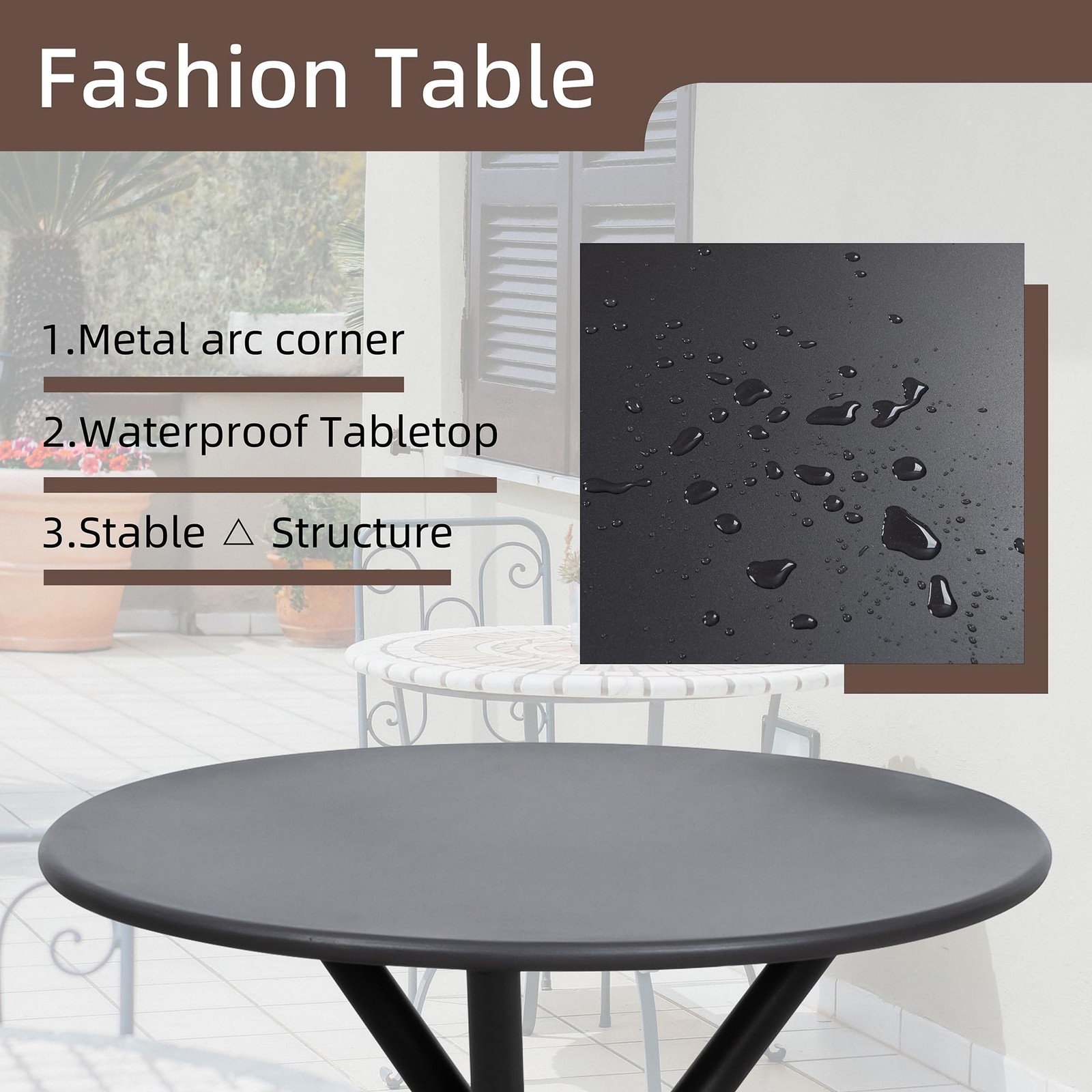 3 Pieces Patio Bistro Sets, Outdoor Textilene Fabric Conversation Bistro Set,…