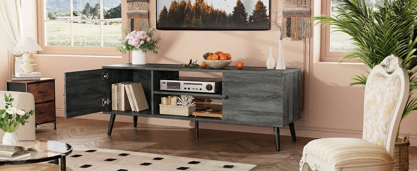 TV Stand for 55 60 inch TV, Modern Mid Entertainment