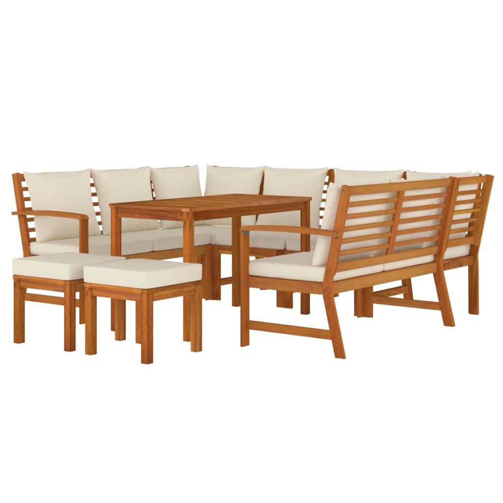 Patio Dining Set Outdoor Furniture with Cushions Solid Wood Acacia vidaXL