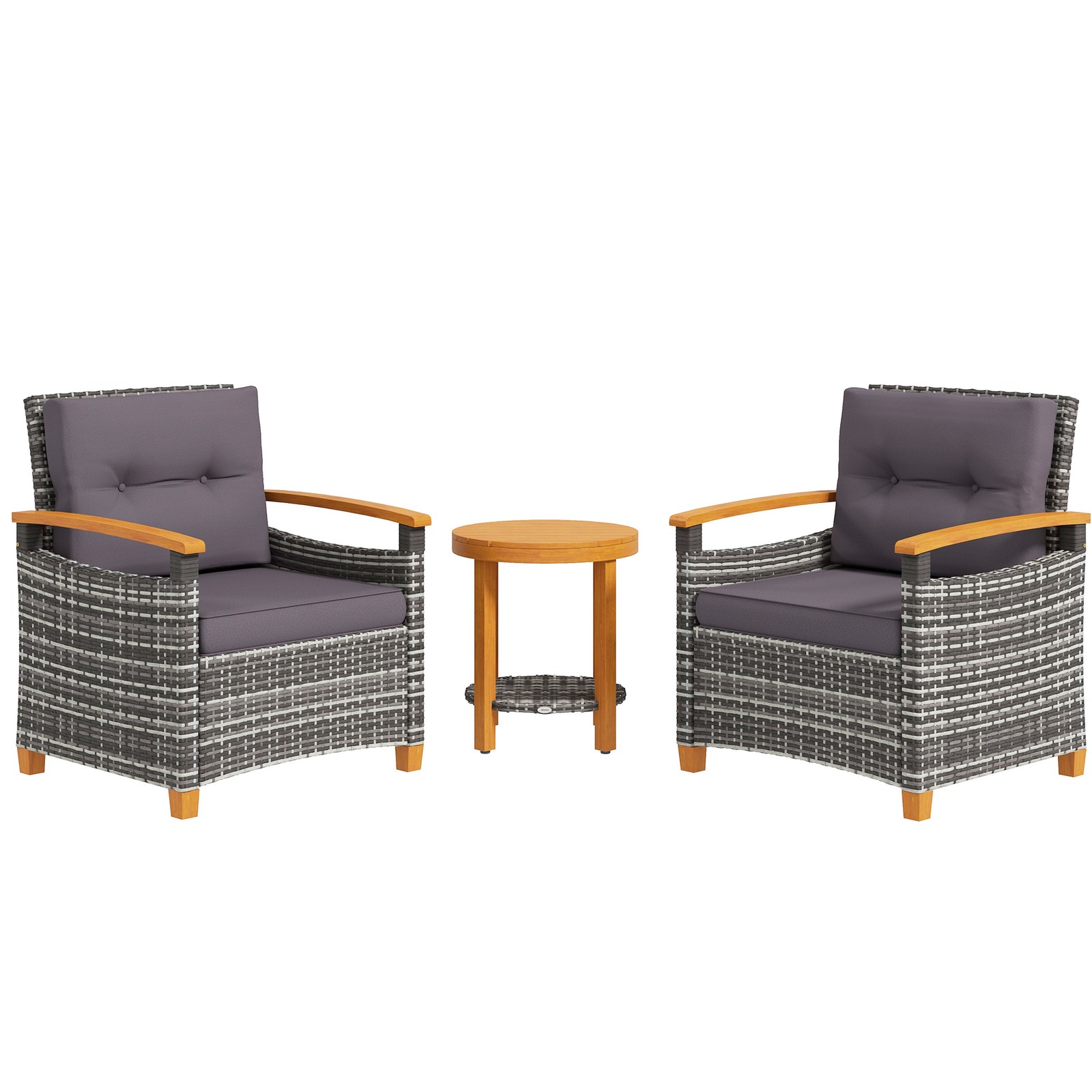 3 Piece Patio Outdoor Conversation Set Chairs and Table for Porch Garden Balcony