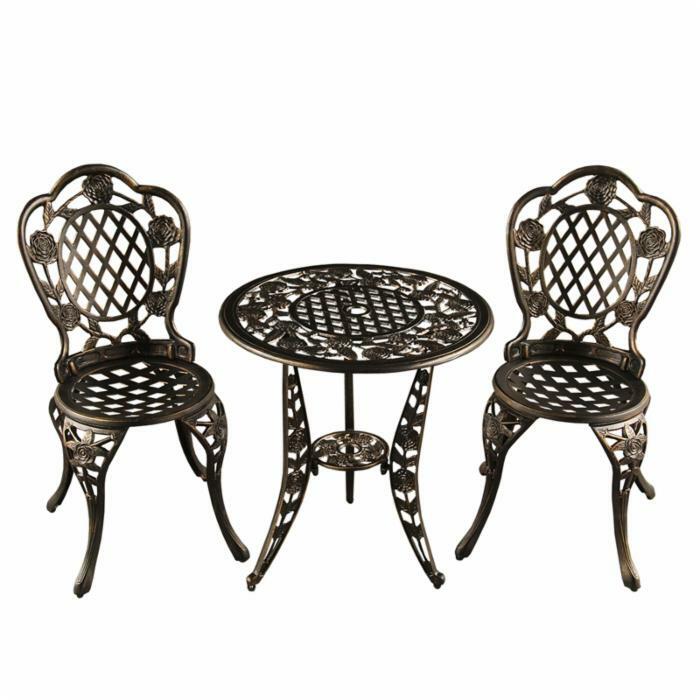 On Sale Rose Ornate Bronze/Copper Cast Rust Proof Aluminum 3pc Bistro Patio Deck
