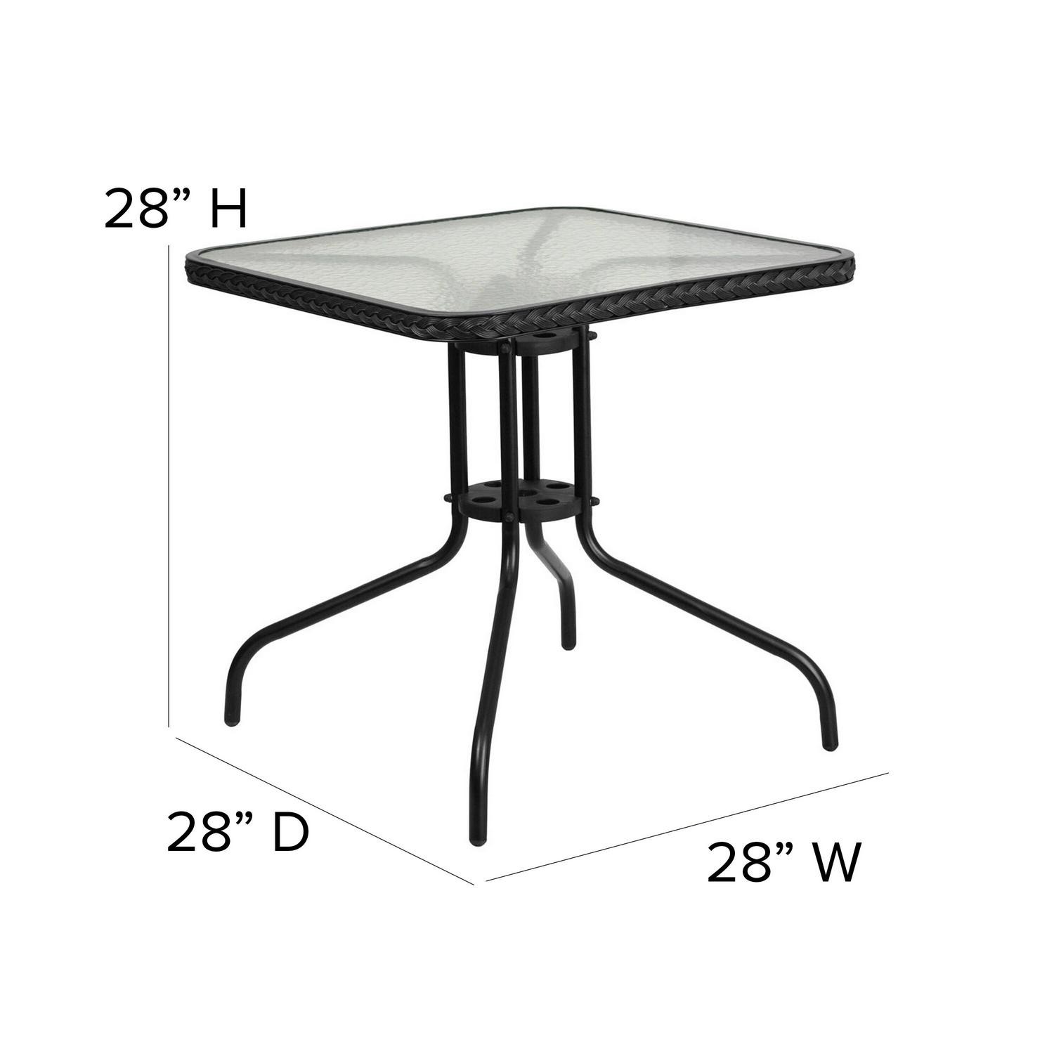 5-Piece Square Indoor/Outdoor Patio Table And Rattan Chairs Set – 28 W X 28 D X