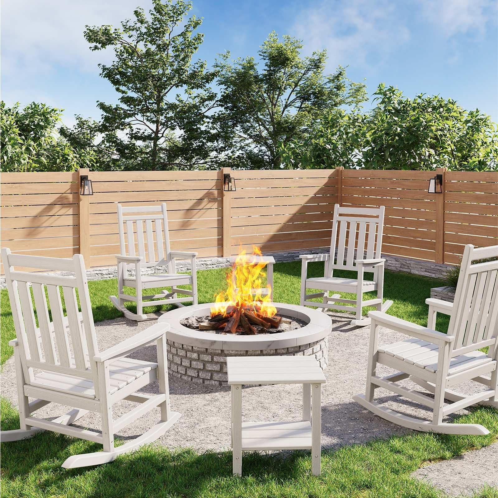 3 PCS Patio furniture Set HDPE Rocking Chairs w/ Side Table Outdoor Porch Rocker